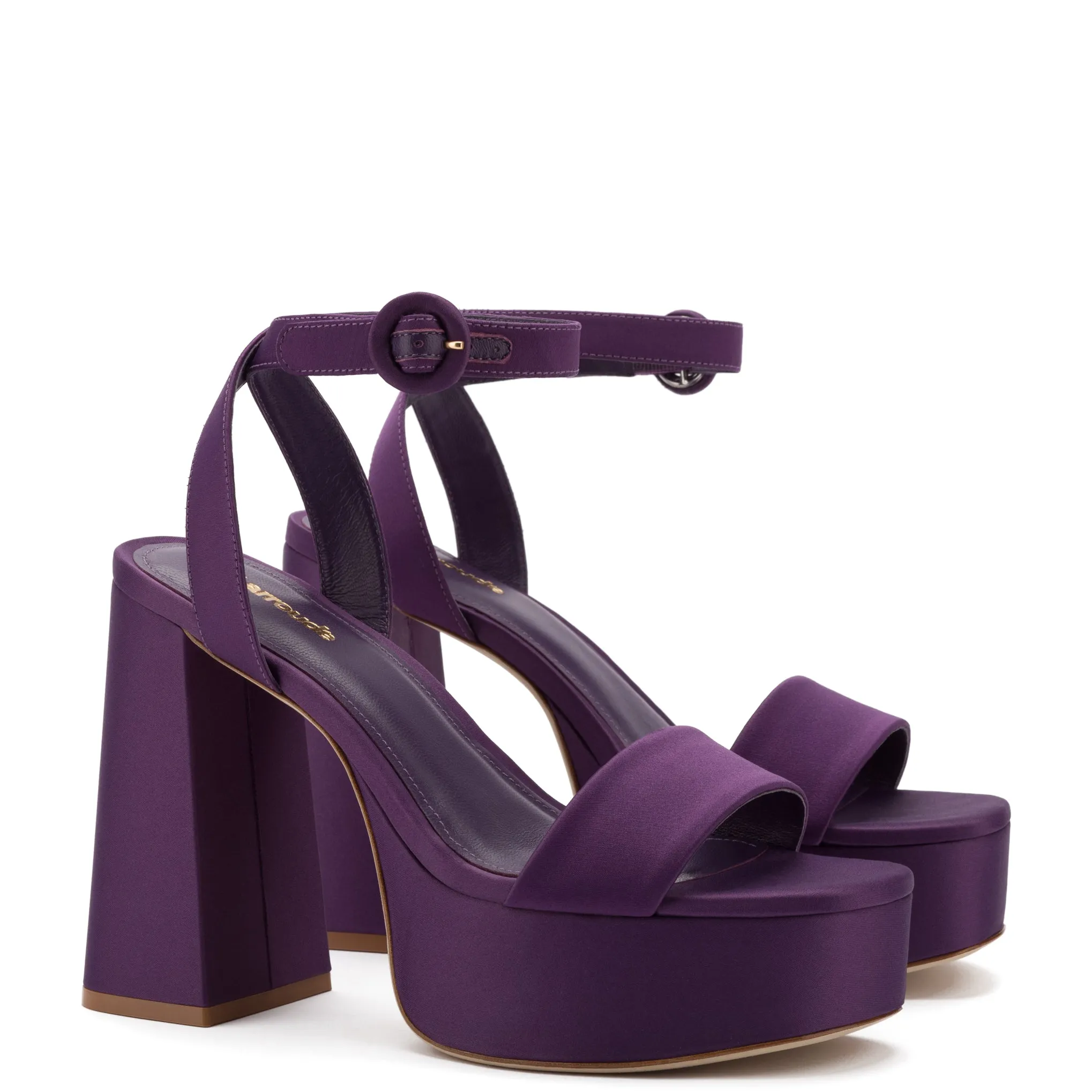 Dolly Sandal In Purple Satin sold by Larroude product image thumbnail 2