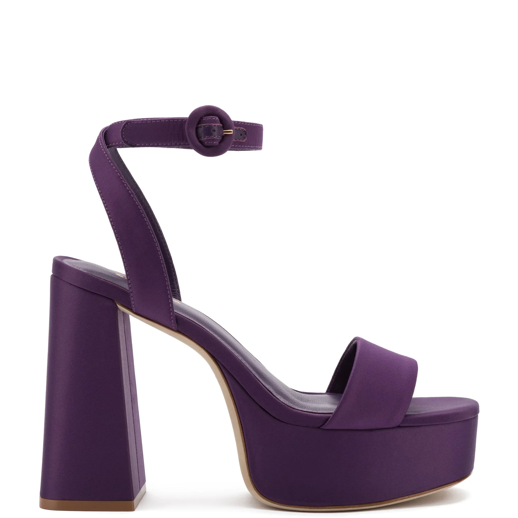 Dolly Sandal In Purple Satin sold by Larroude