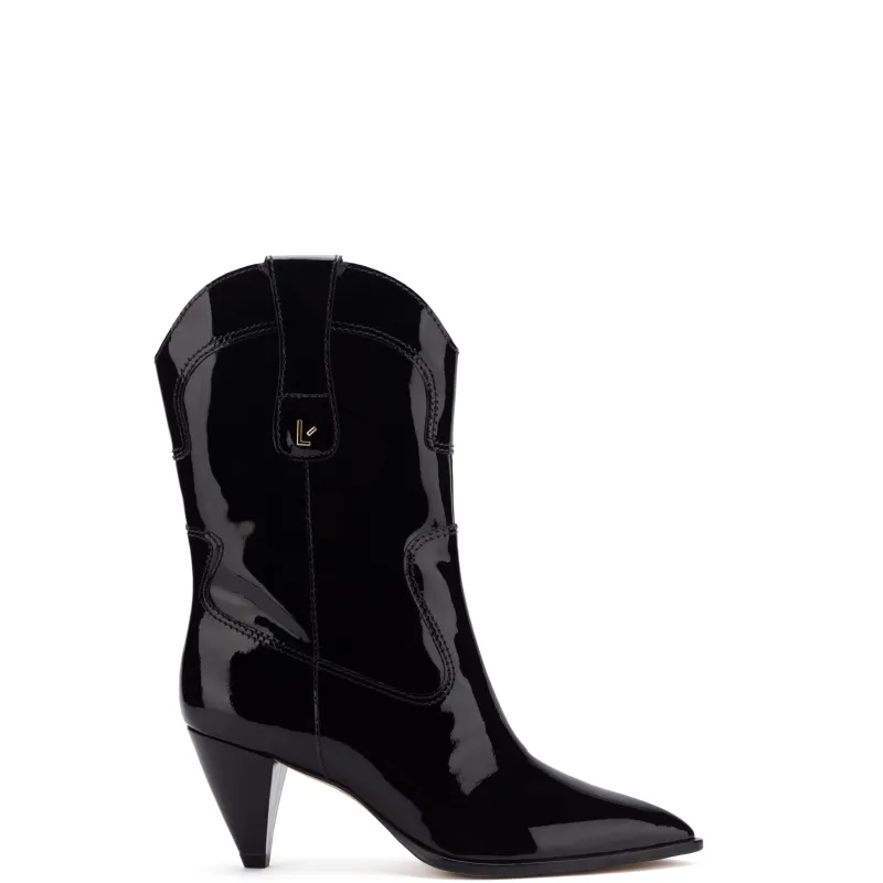 Thelma Boot In Black Patent Leather made by Larroude