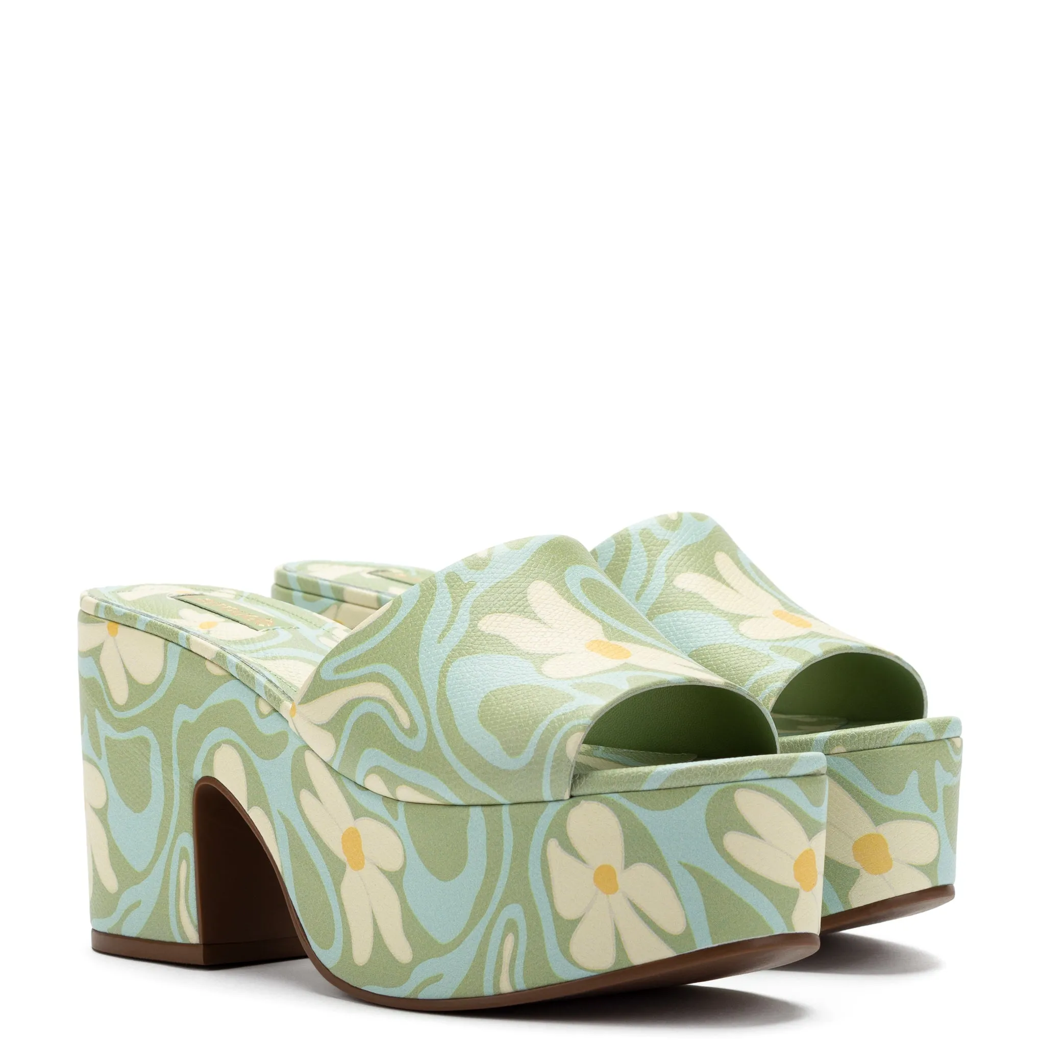 Miso Platform Sandal In Tea Flower Power Print Leather sold by Larroude product image thumbnail 2
