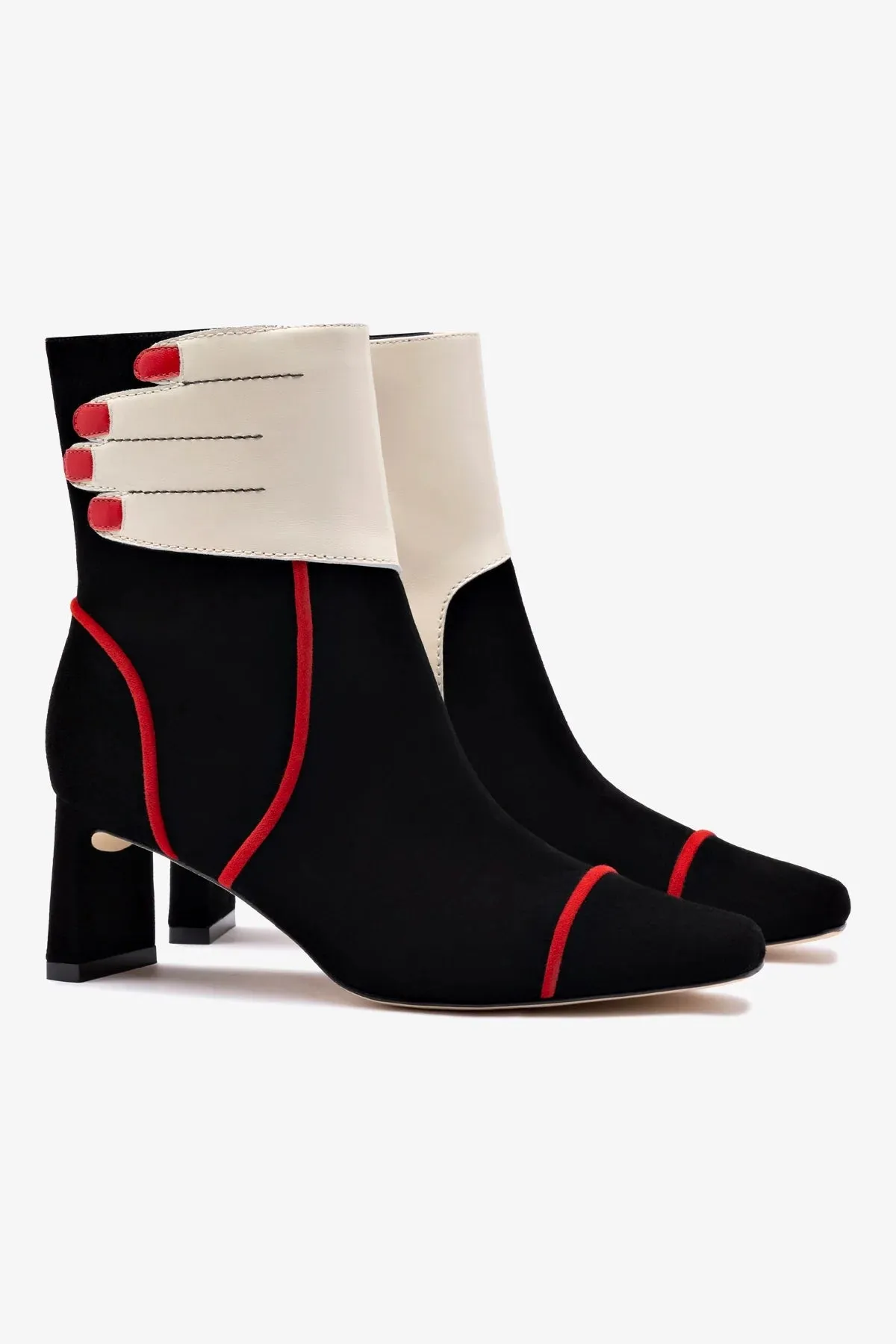Larroudé x Libertine Hand Boot In Black, Ivory and Scarlet Leather sold by Larroude product image thumbnail 2