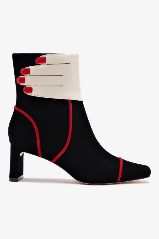 Larroudé x Libertine Hand Boot In Black, Ivory and Scarlet Leather sold by Larroude