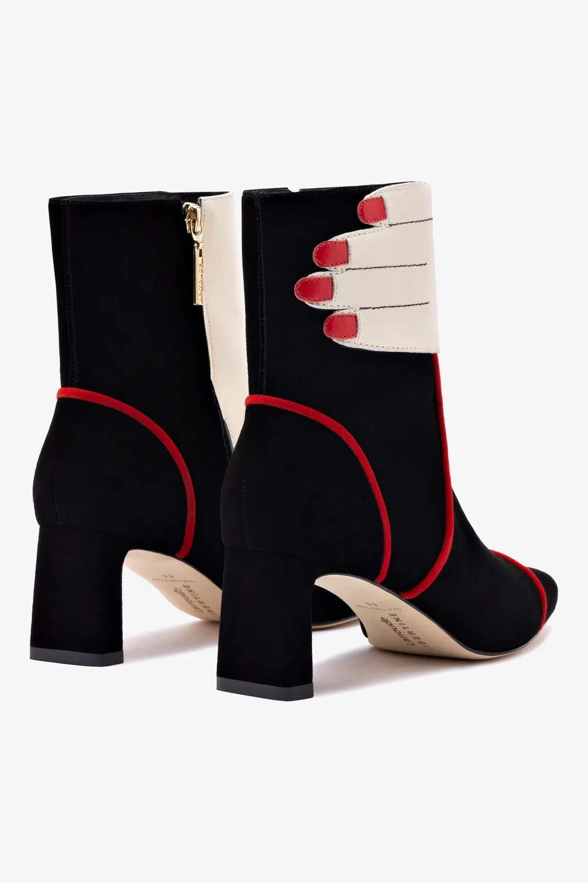 Larroudé x Libertine Hand Boot In Black, Ivory and Scarlet Leather sold by Larroude product image thumbnail 3