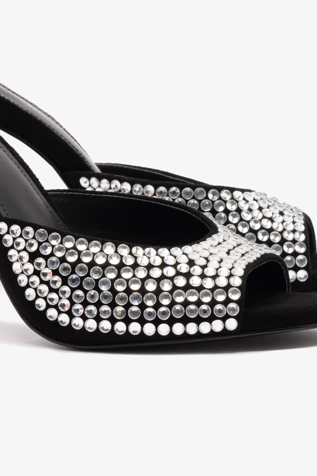 Jasmine Hi Mule In Black Suede and Crystals sold by Larroude product image thumbnail 4