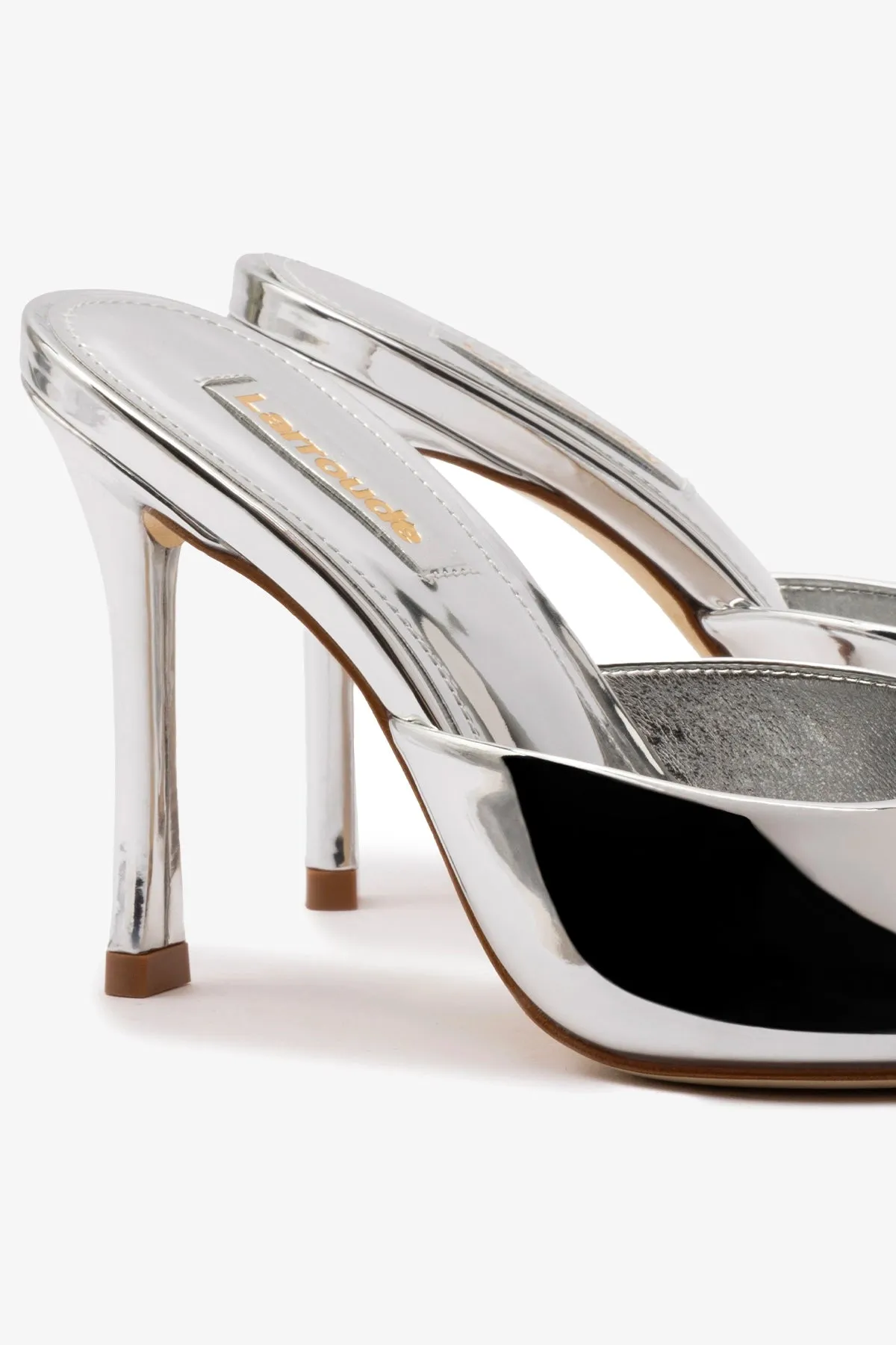 Jasmine Hi Mule In Silver Specchio sold by Larroude product image thumbnail 4