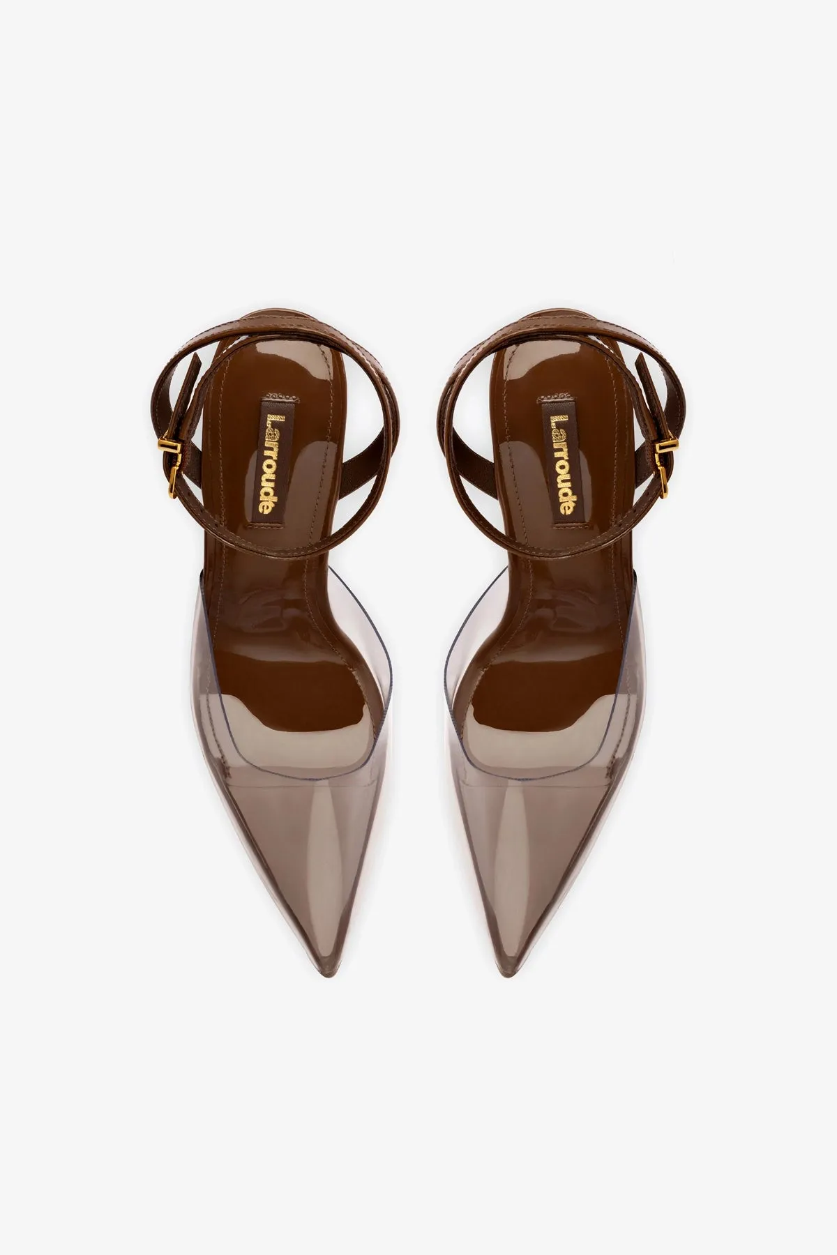 Kim Wedge Pump In Burnt Umber Leather and Vinyl sold by Larroude product image thumbnail 3