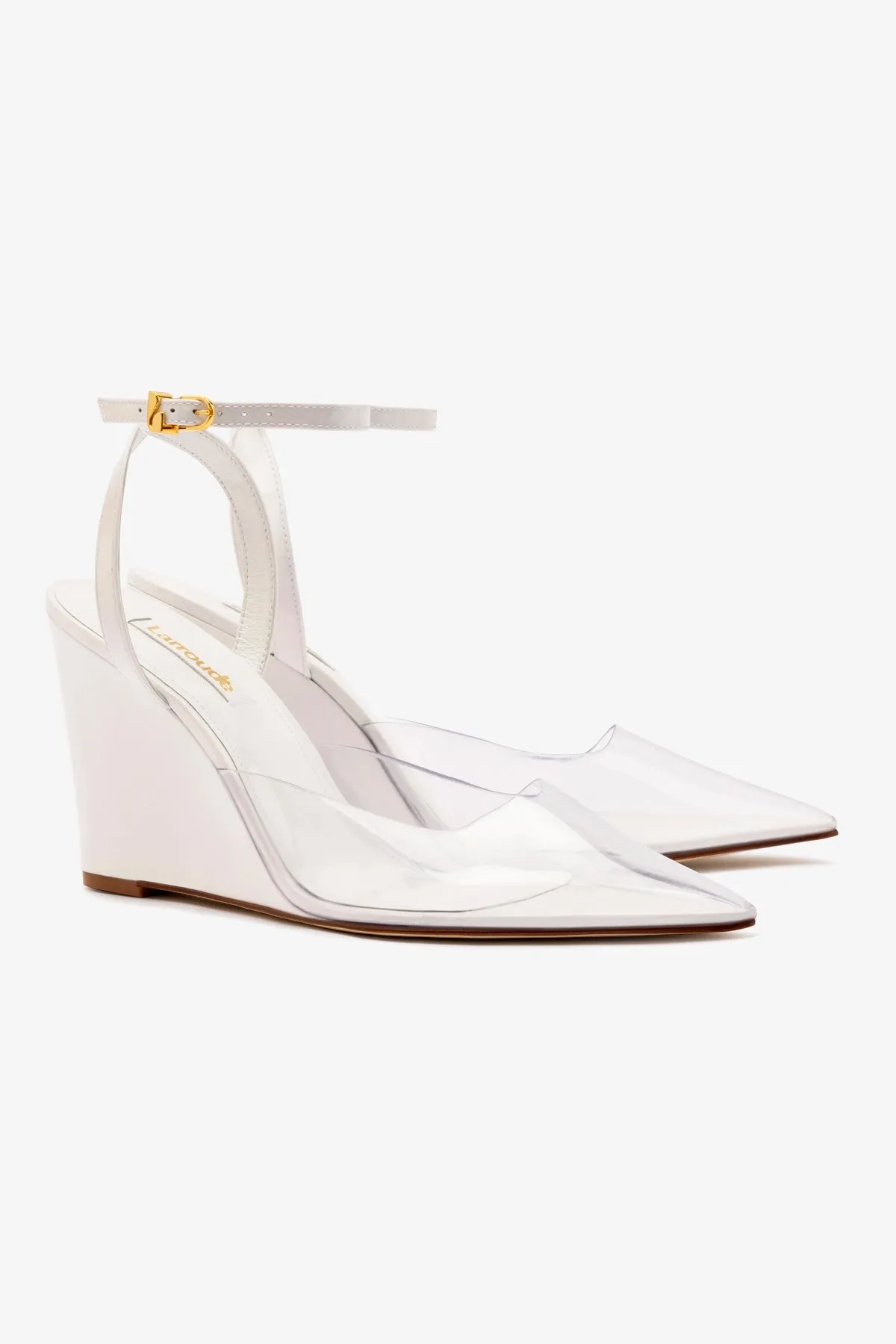 Kim Wedge Pump In White Leather and Vinyl sold by Larroude product image thumbnail 2