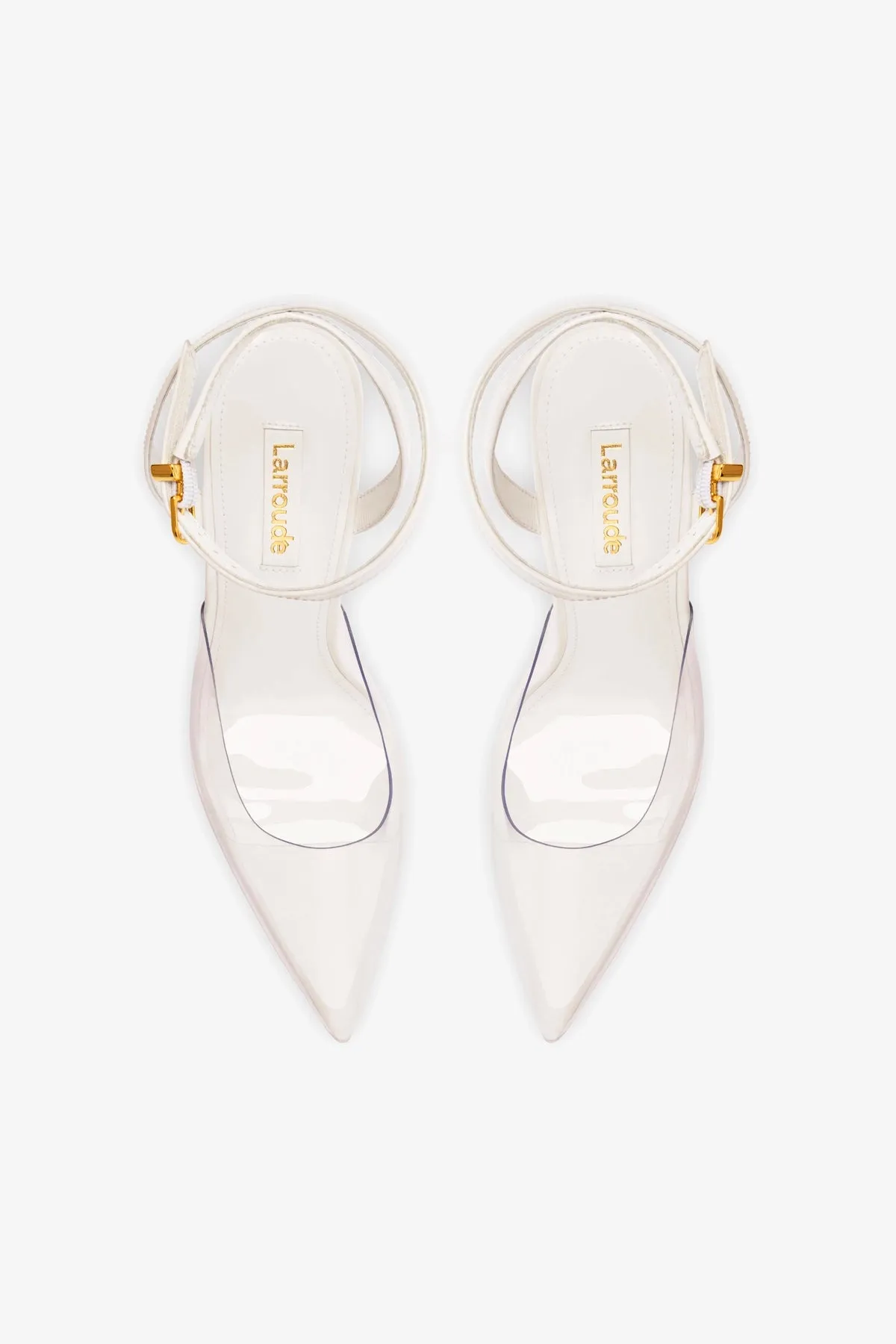 Kim Wedge Pump In White Leather and Vinyl sold by Larroude product image thumbnail 3