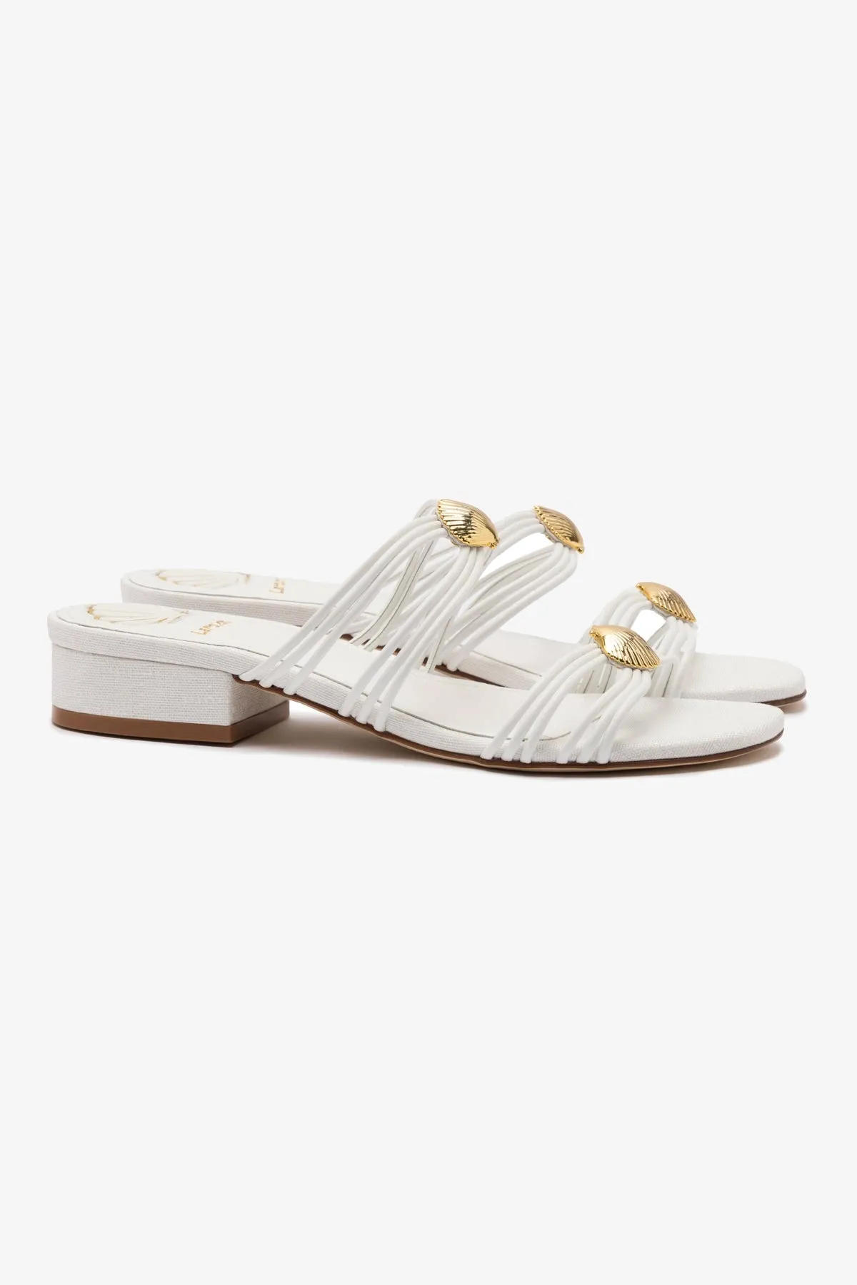 Shelly Flat Mule In White Leather sold by Larroude product image thumbnail 2