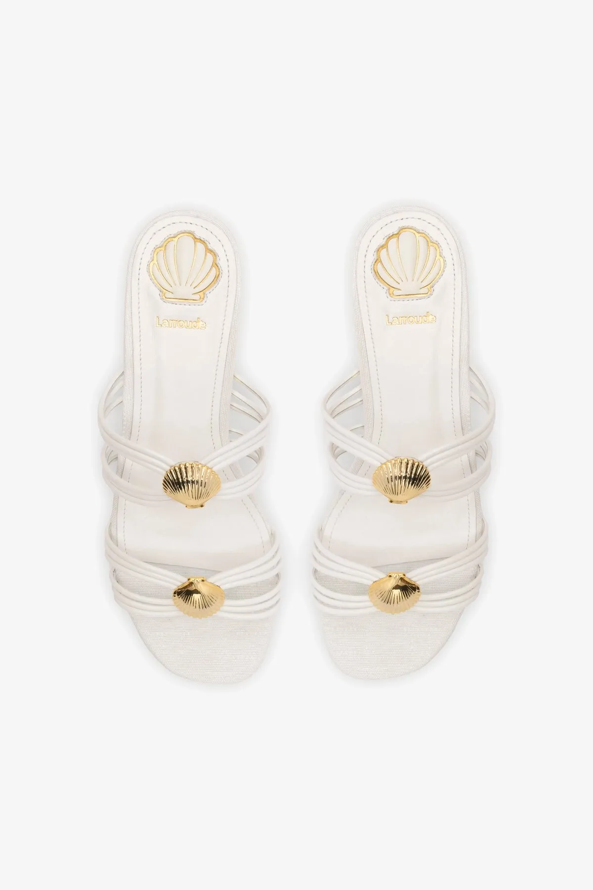 Shelly Flat Mule In White Leather sold by Larroude product image thumbnail 3