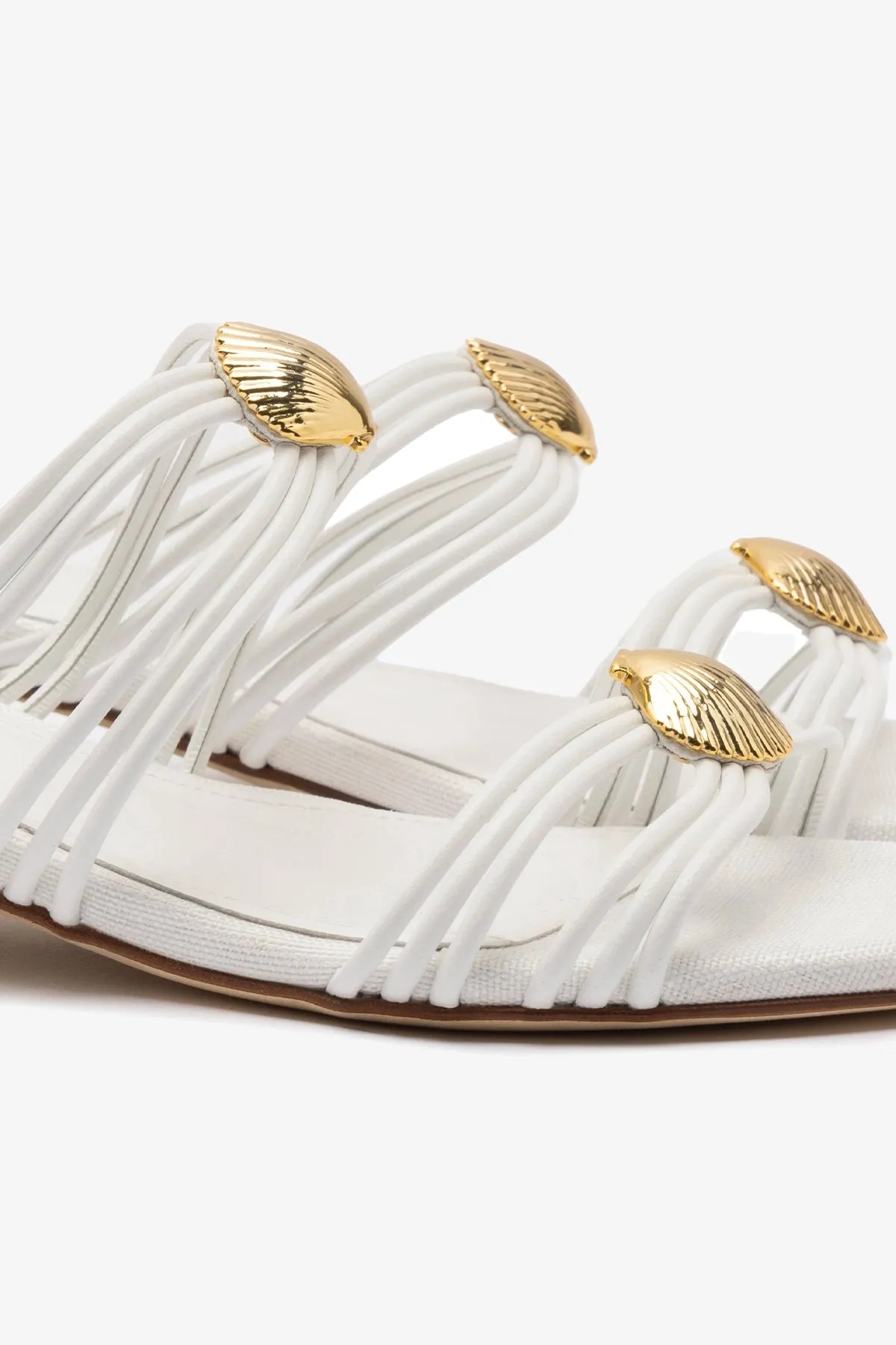 Shelly Flat Mule In White Leather sold by Larroude product image thumbnail 4