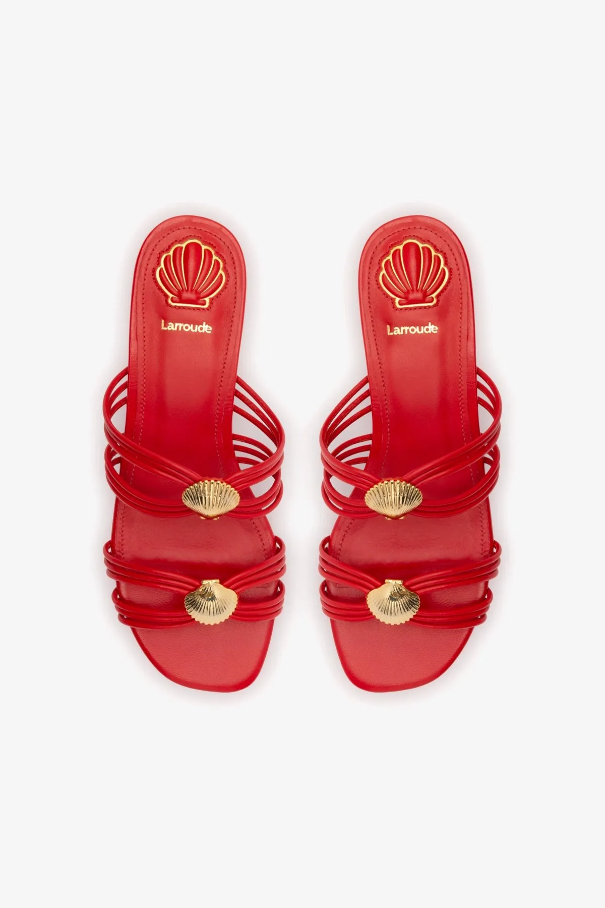 Shelly Flat Mule In Scarlet Leather sold by Larroude product image thumbnail 3