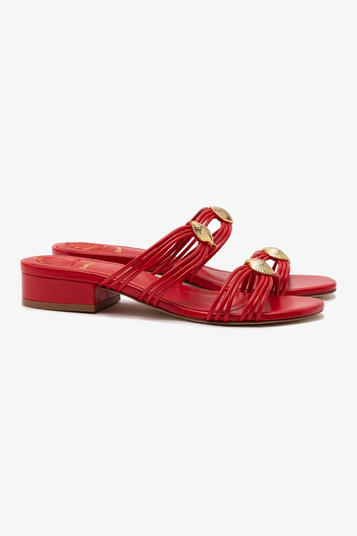 Shelly Flat Mule In Scarlet Leather sold by Larroude product image thumbnail 2
