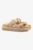 Maui Slide In Tapestry Rainbow Raffia and Beige Trimming sold by Larroude