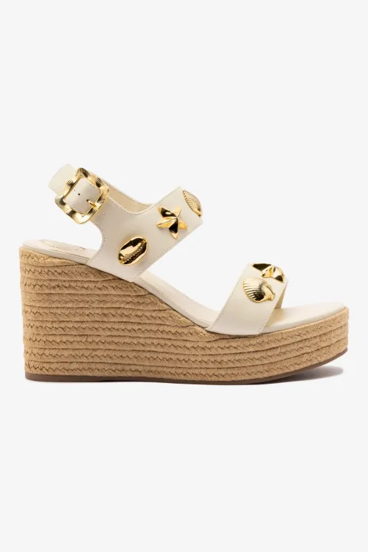 Madison Hi Espadrille In Ivory Saffiano sold by Larroude