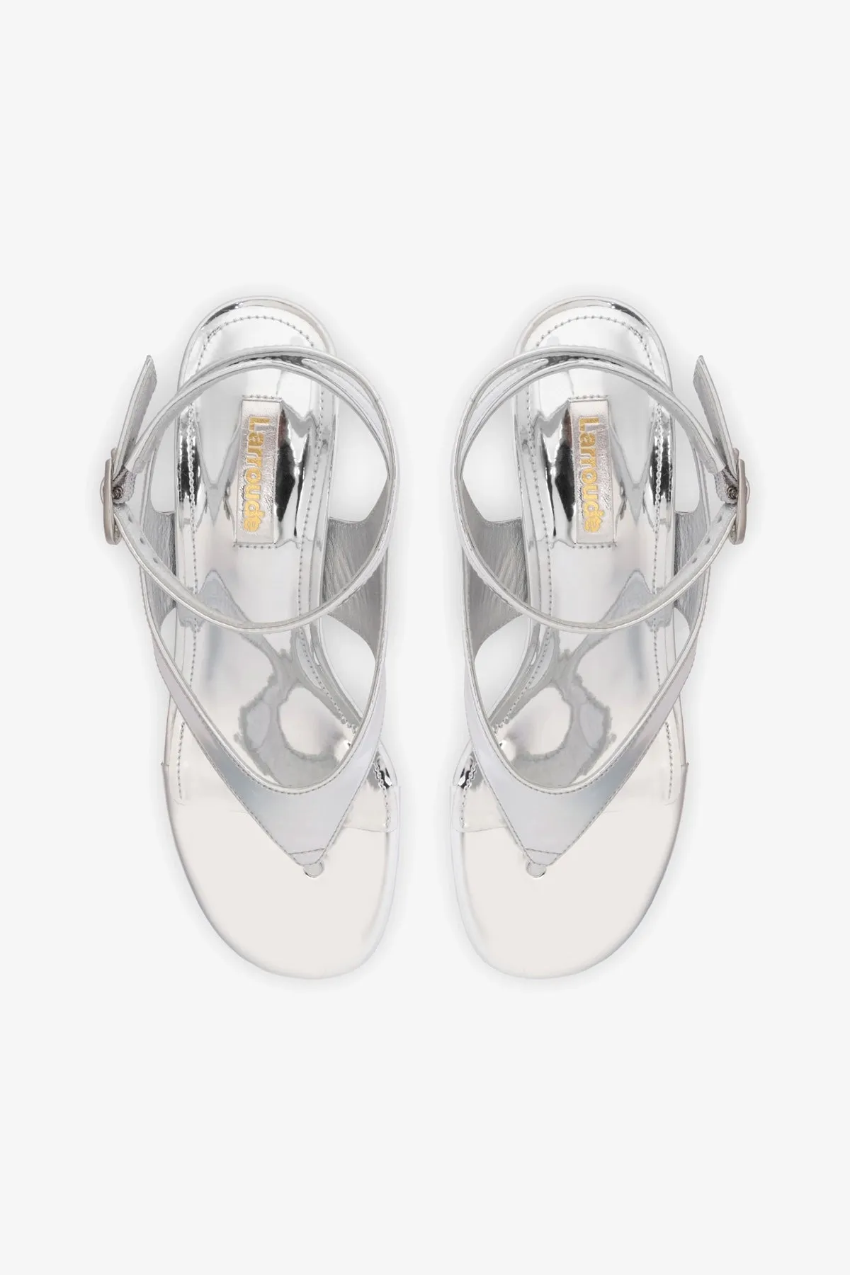 Gaia Block Sandal In Silver Specchio sold by Larroude product image thumbnail 3