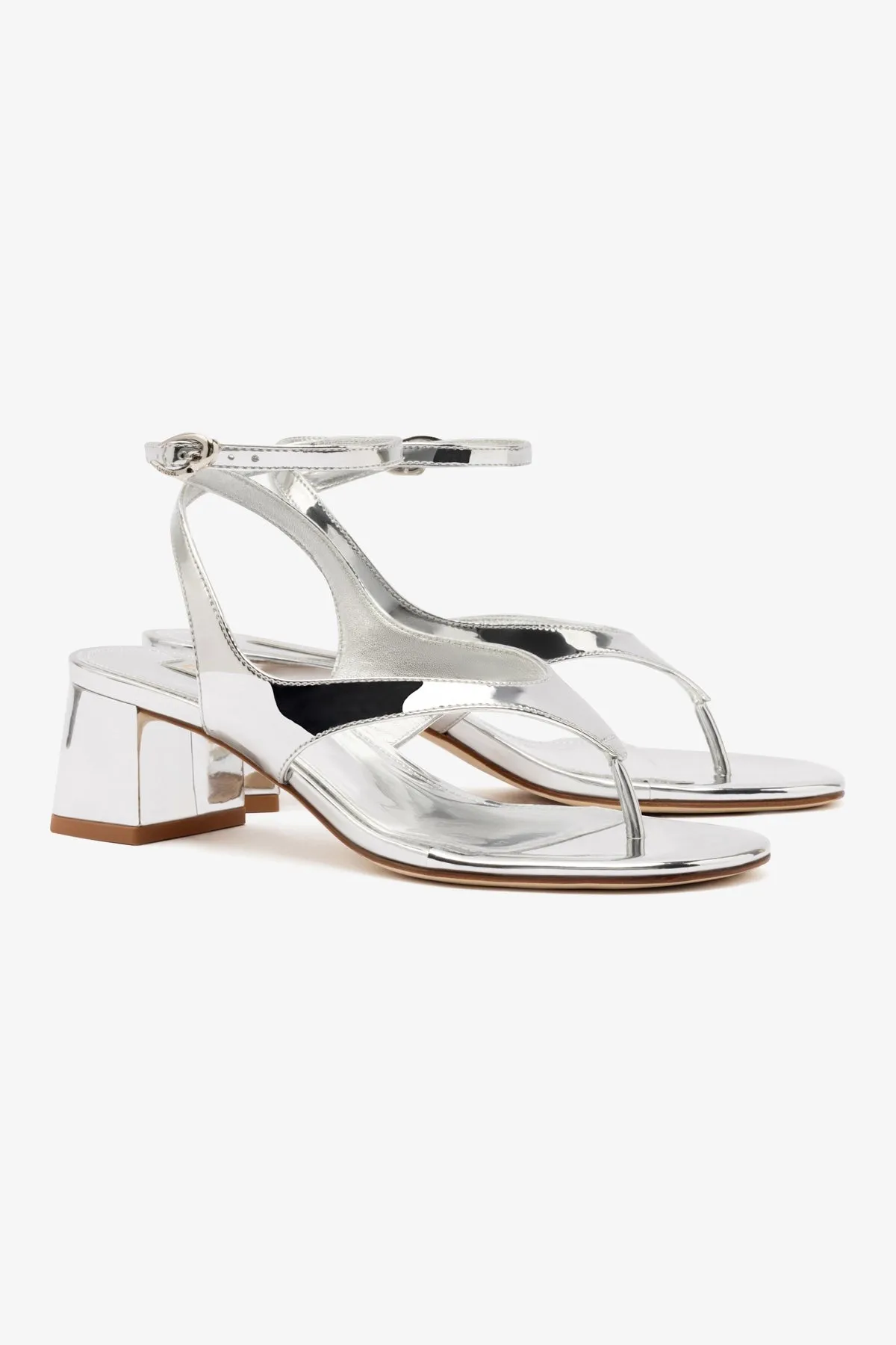 Gaia Block Sandal In Silver Specchio sold by Larroude product image thumbnail 2