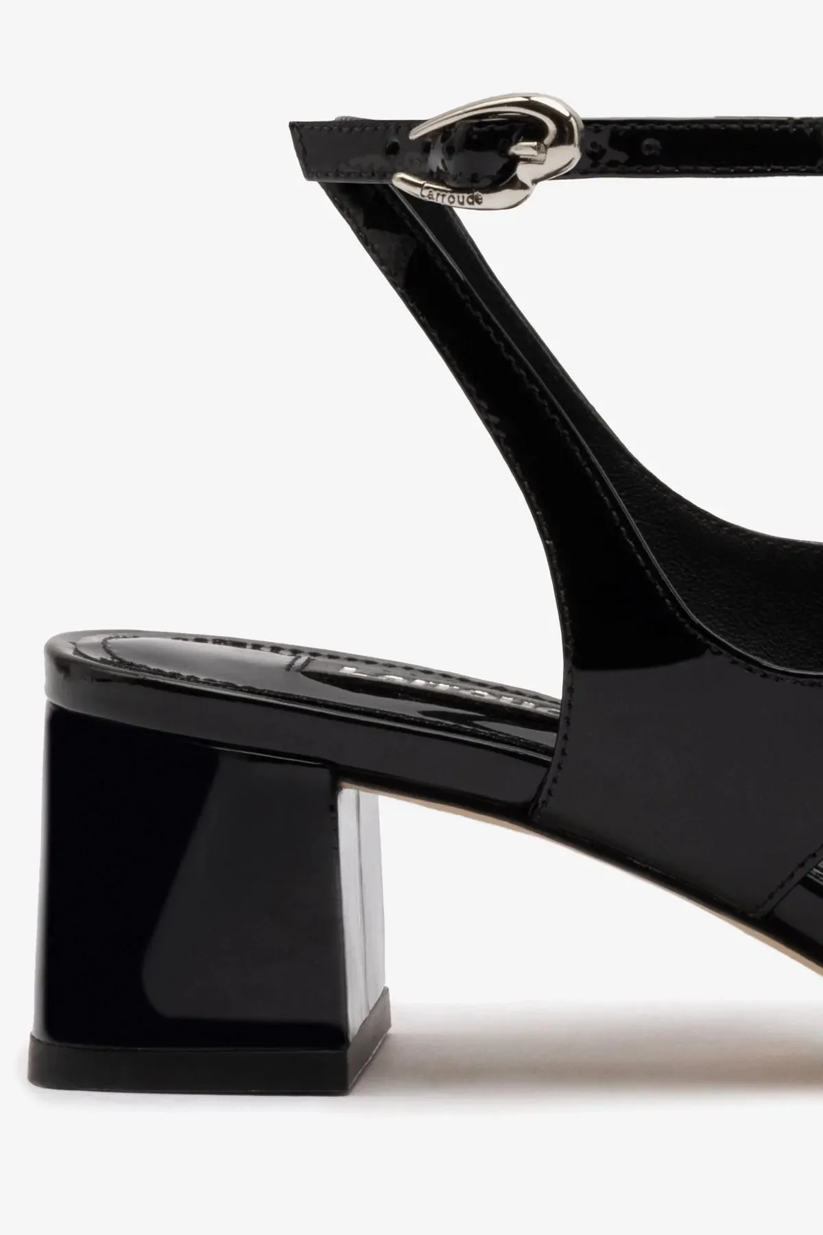 Gaia Block Sandal In Black Leather sold by Larroude product image thumbnail 4