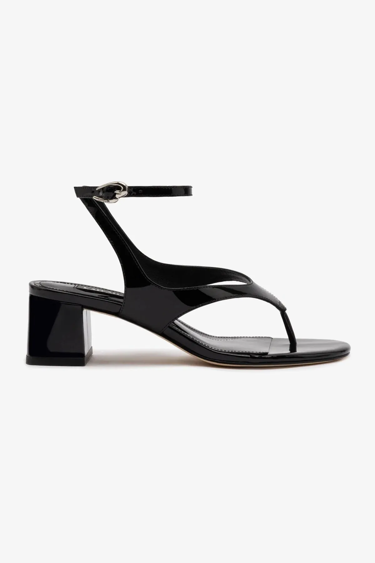 Gaia Block Sandal In Black Leather sold by Larroude