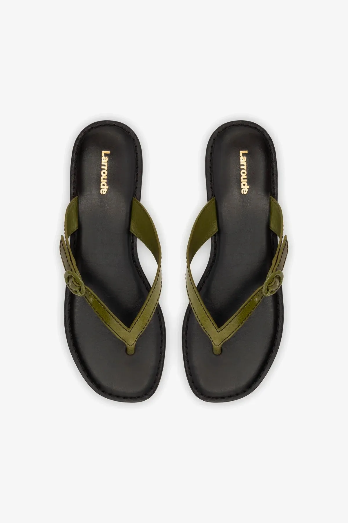 Mary Kate Flat Sandal In Seaweed Leather sold by Larroude product image thumbnail 3