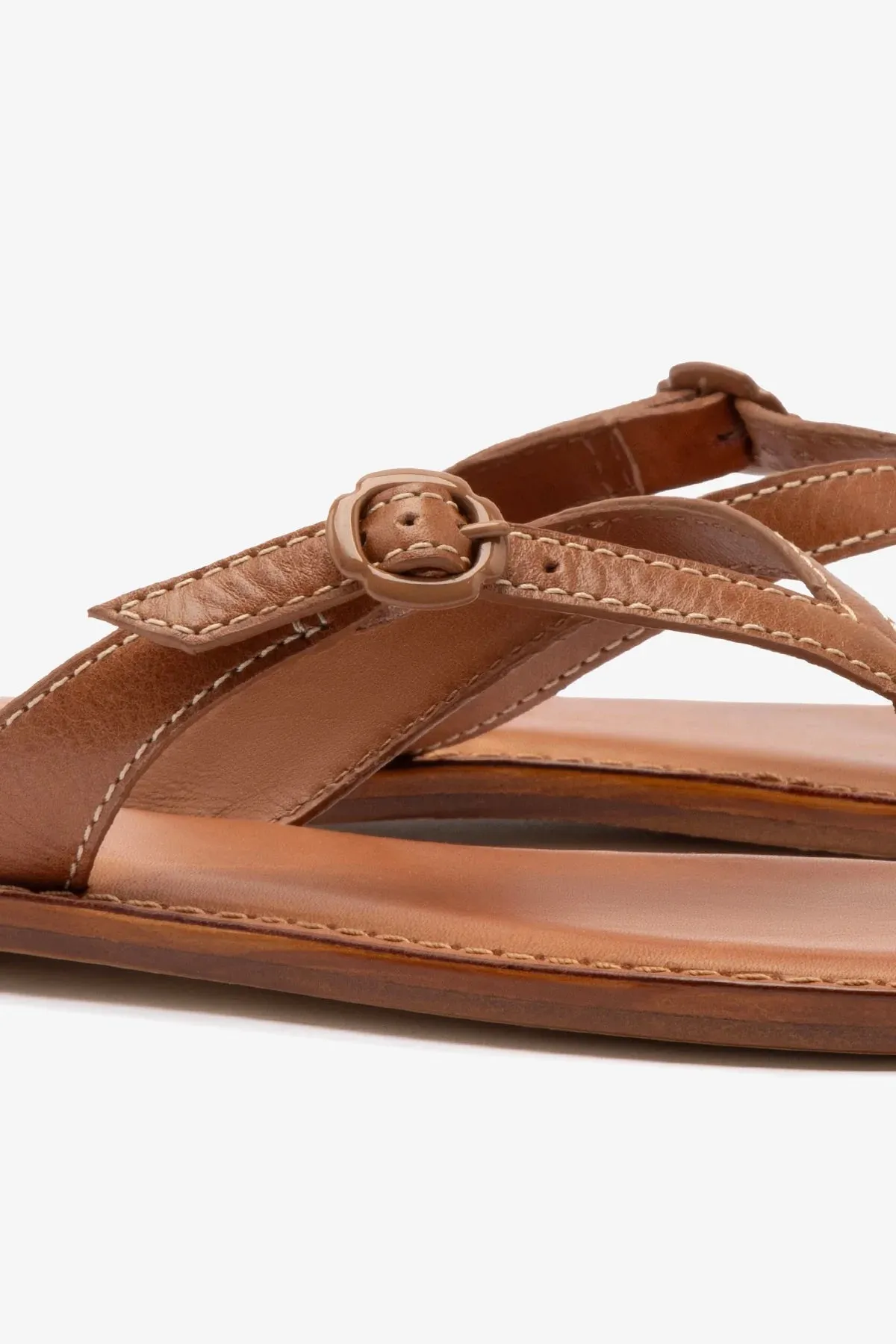 Mary Kate Flat Sandal In Caramel Leather sold by Larroude product image thumbnail 4