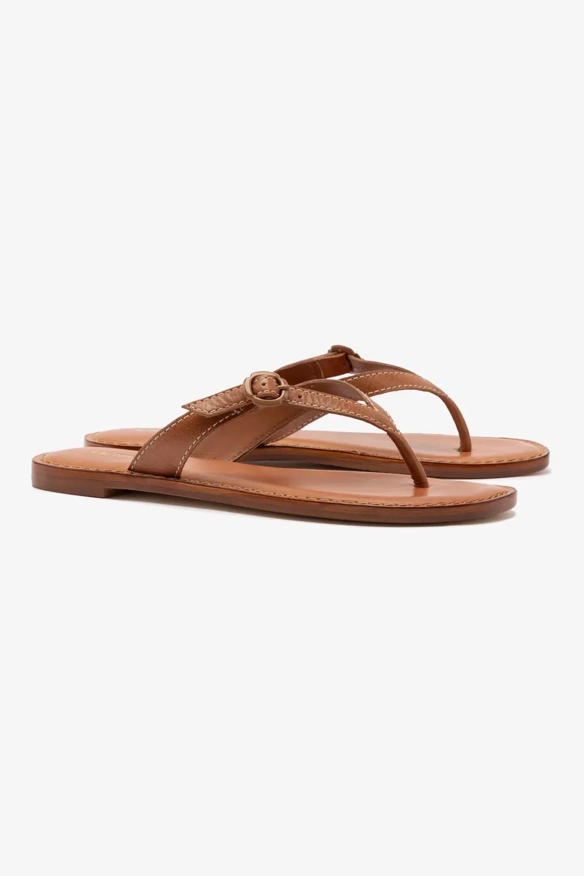 Mary Kate Flat Sandal In Caramel Leather sold by Larroude product image thumbnail 2