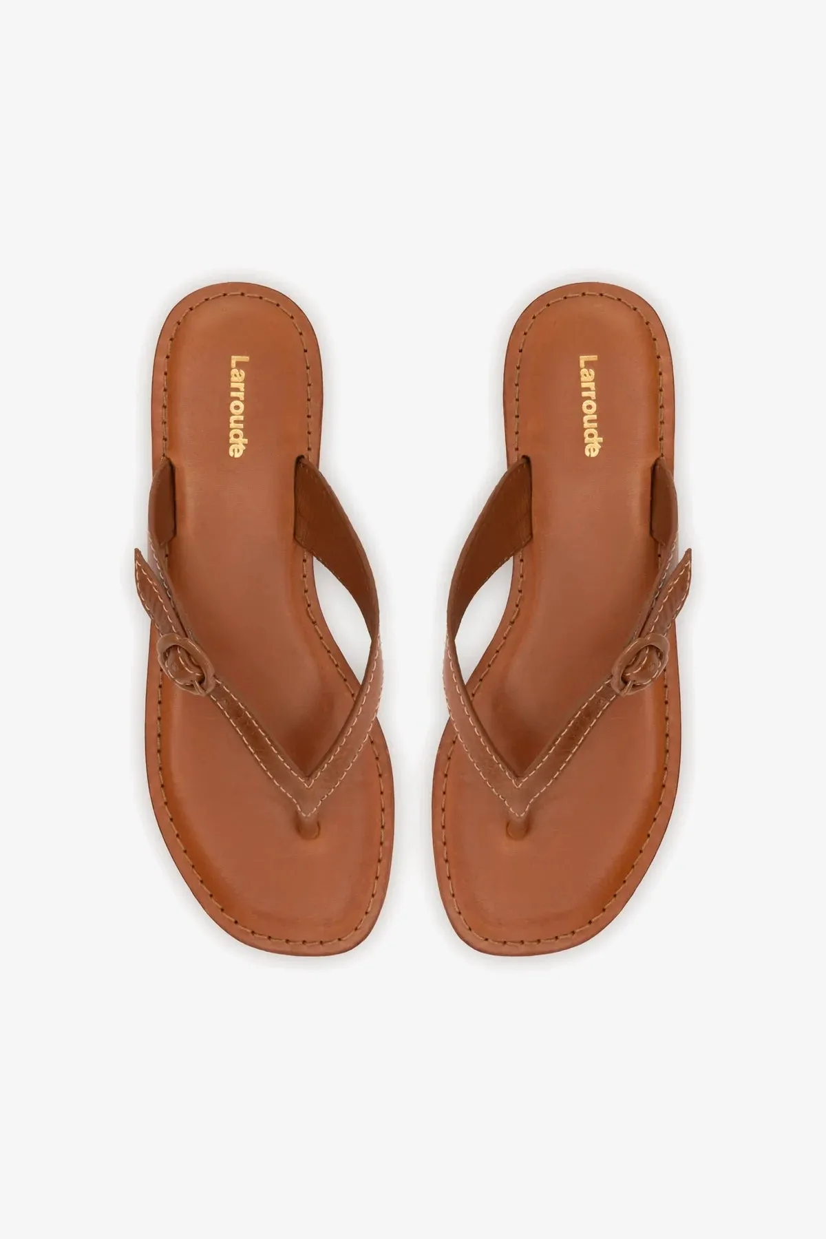 Mary Kate Flat Sandal In Caramel Leather sold by Larroude product image thumbnail 3