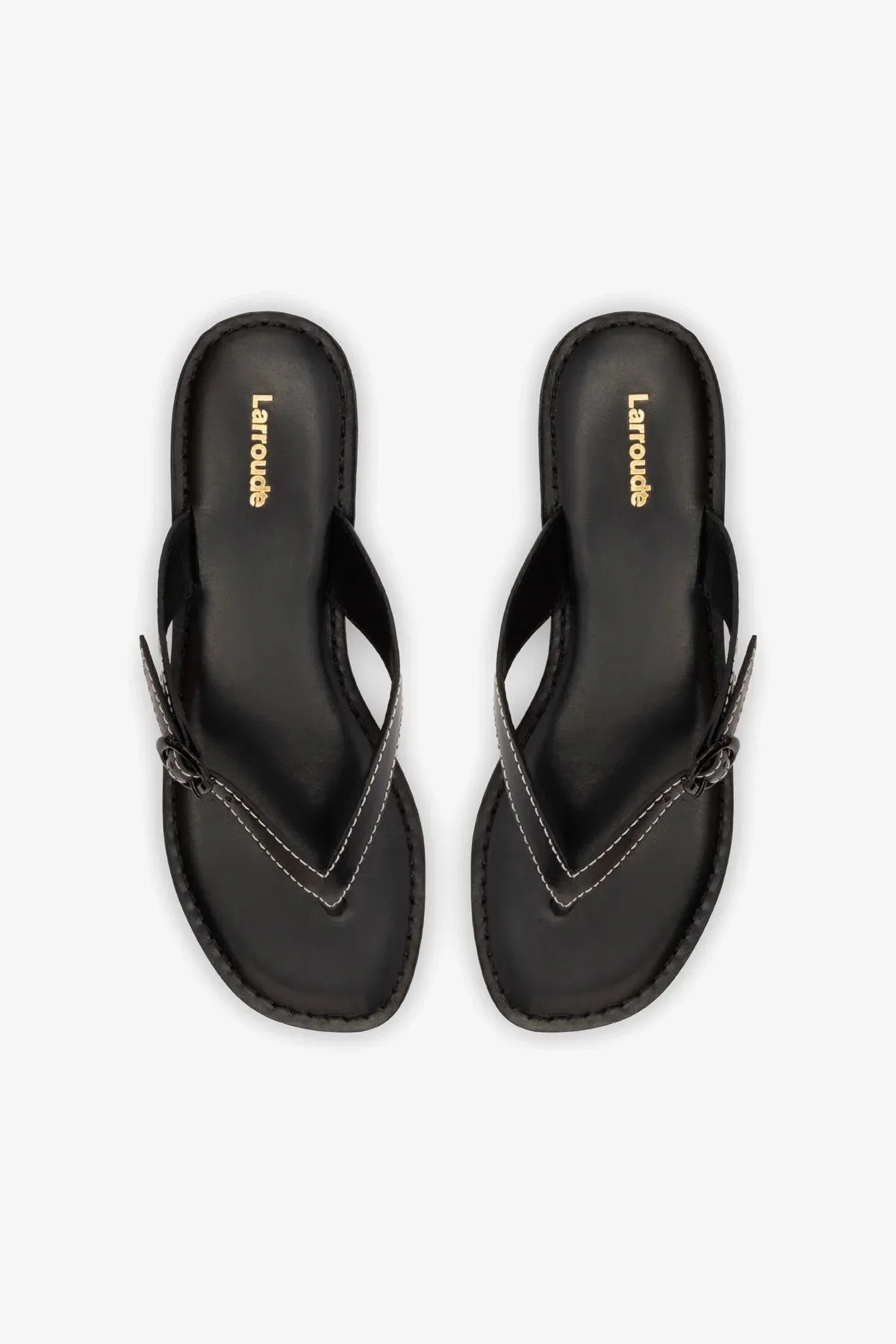 Mary Kate Flat Sandal In Black Leather sold by Larroude product image thumbnail 3