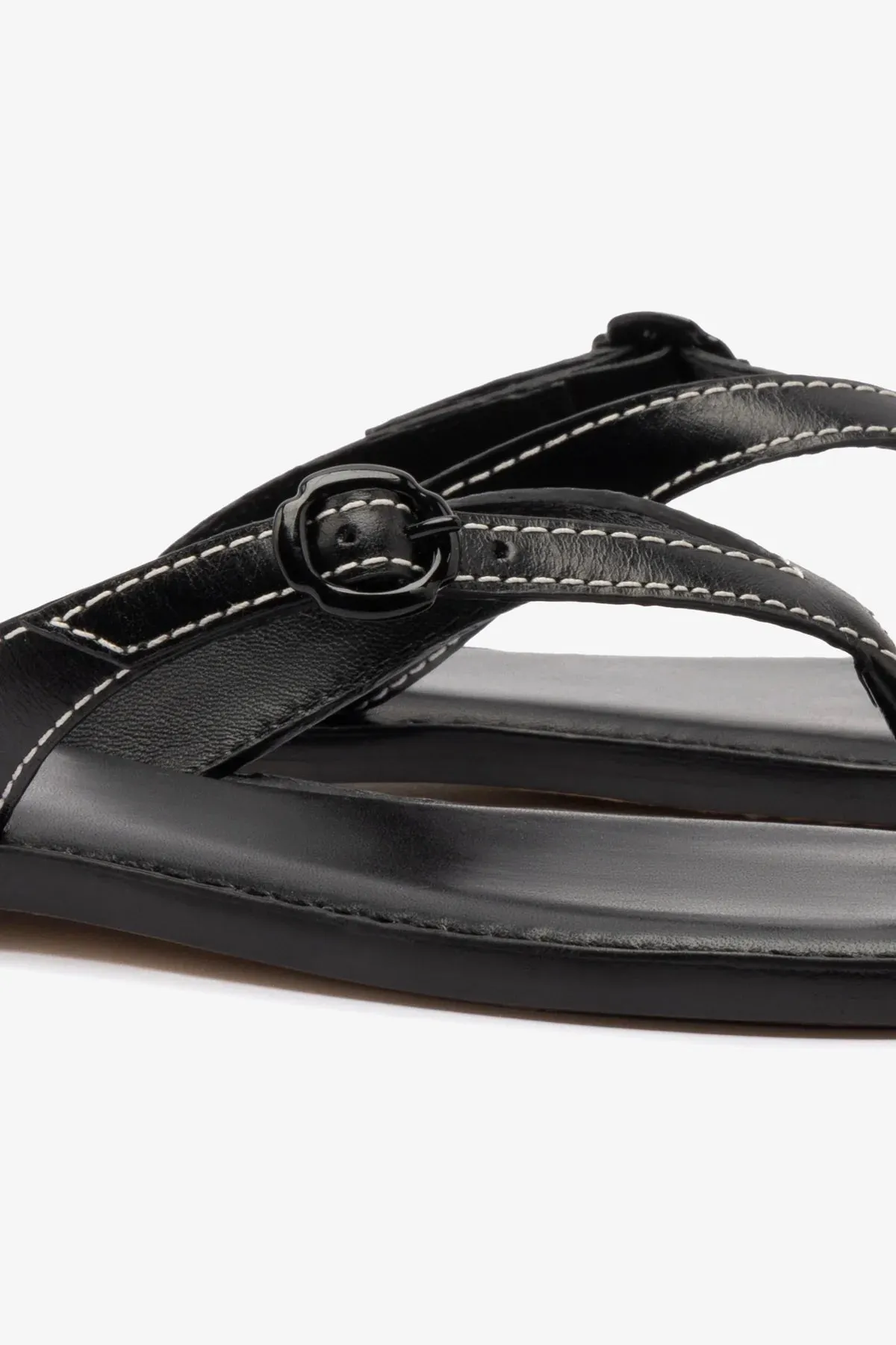 Mary Kate Flat Sandal In Black Leather sold by Larroude product image thumbnail 4