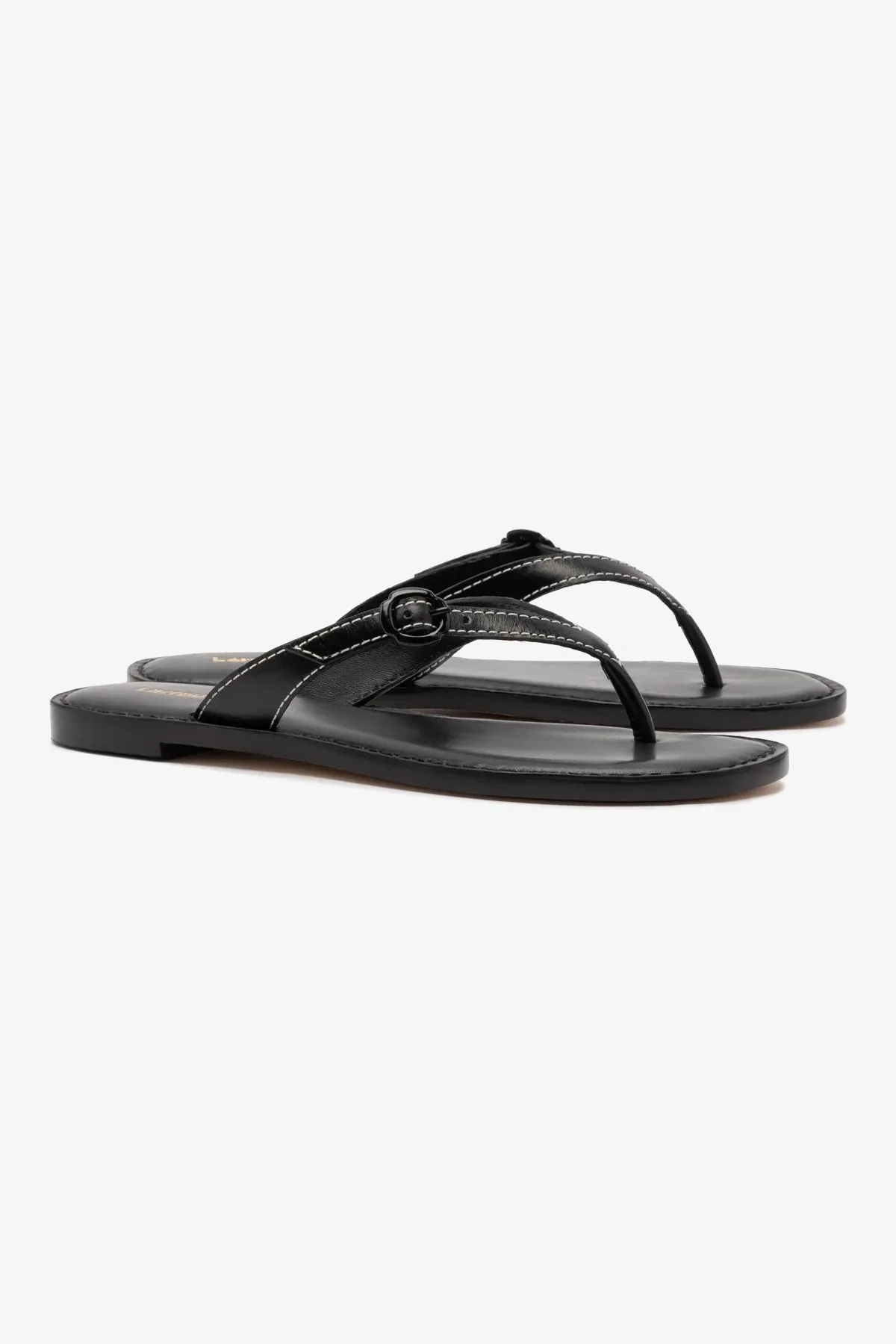 Mary Kate Flat Sandal In Black Leather sold by Larroude product image thumbnail 2