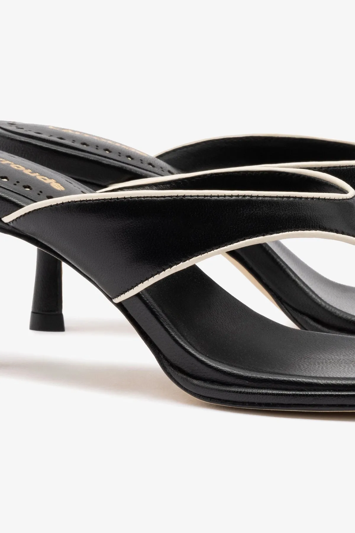 Gaia Sandal In Black Leather sold by Larroude product image thumbnail 4