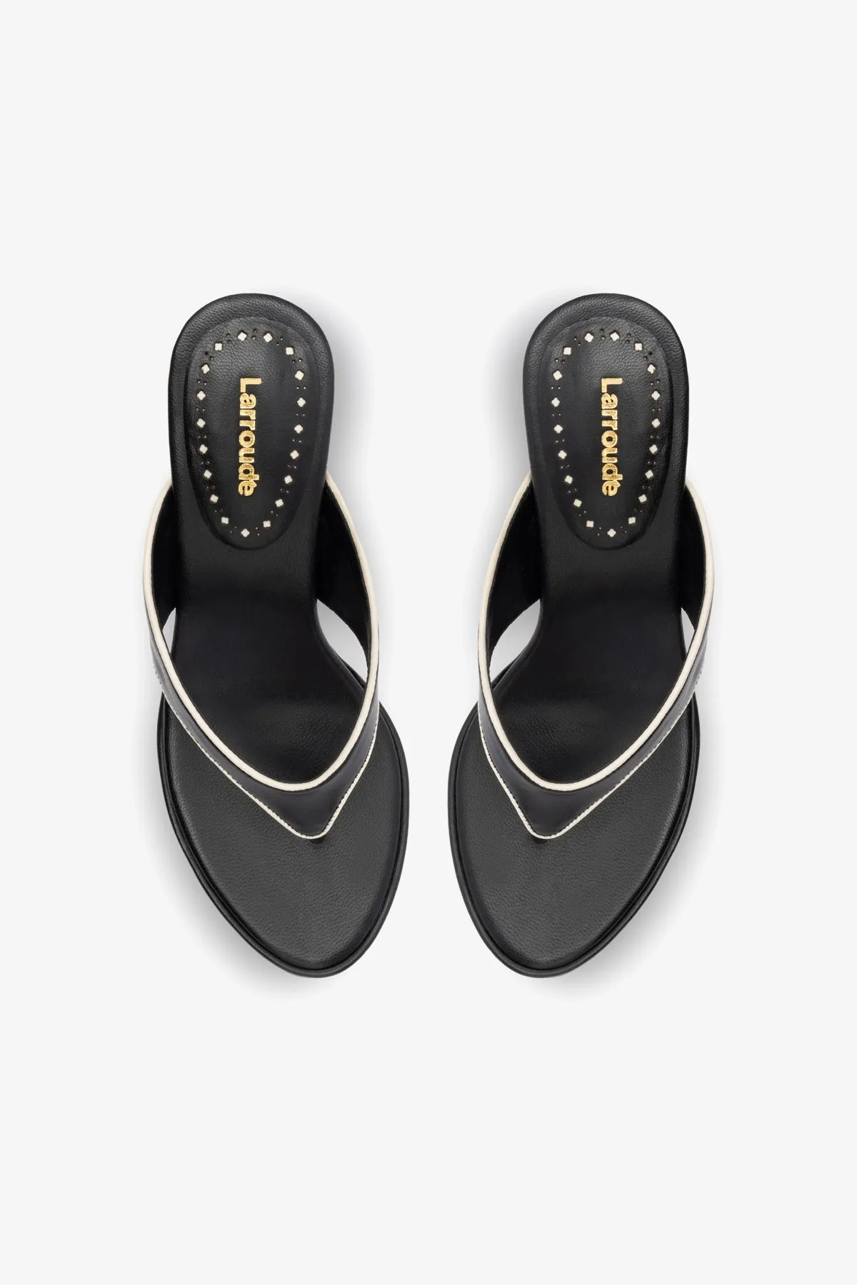 Gaia Sandal In Black Leather sold by Larroude product image thumbnail 3