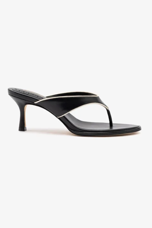 Gaia Sandal In Black Leather sold by Larroude