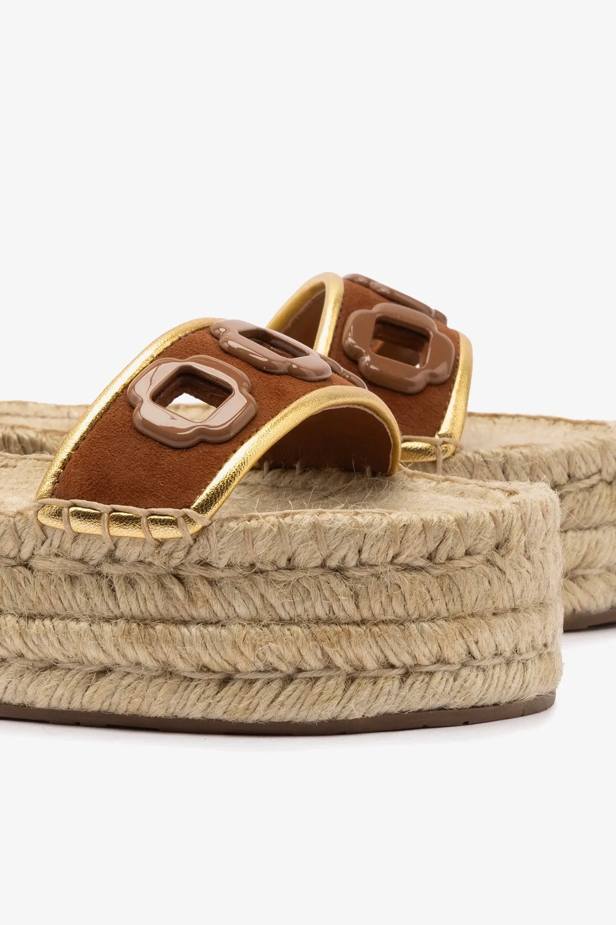 Milan Espadrille Flatform In Caramel Suede sold by Larroude product image thumbnail 4
