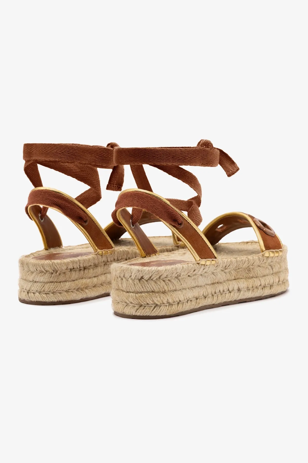 Milan Espadrille Flatform In Caramel Suede sold by Larroude product image thumbnail 3