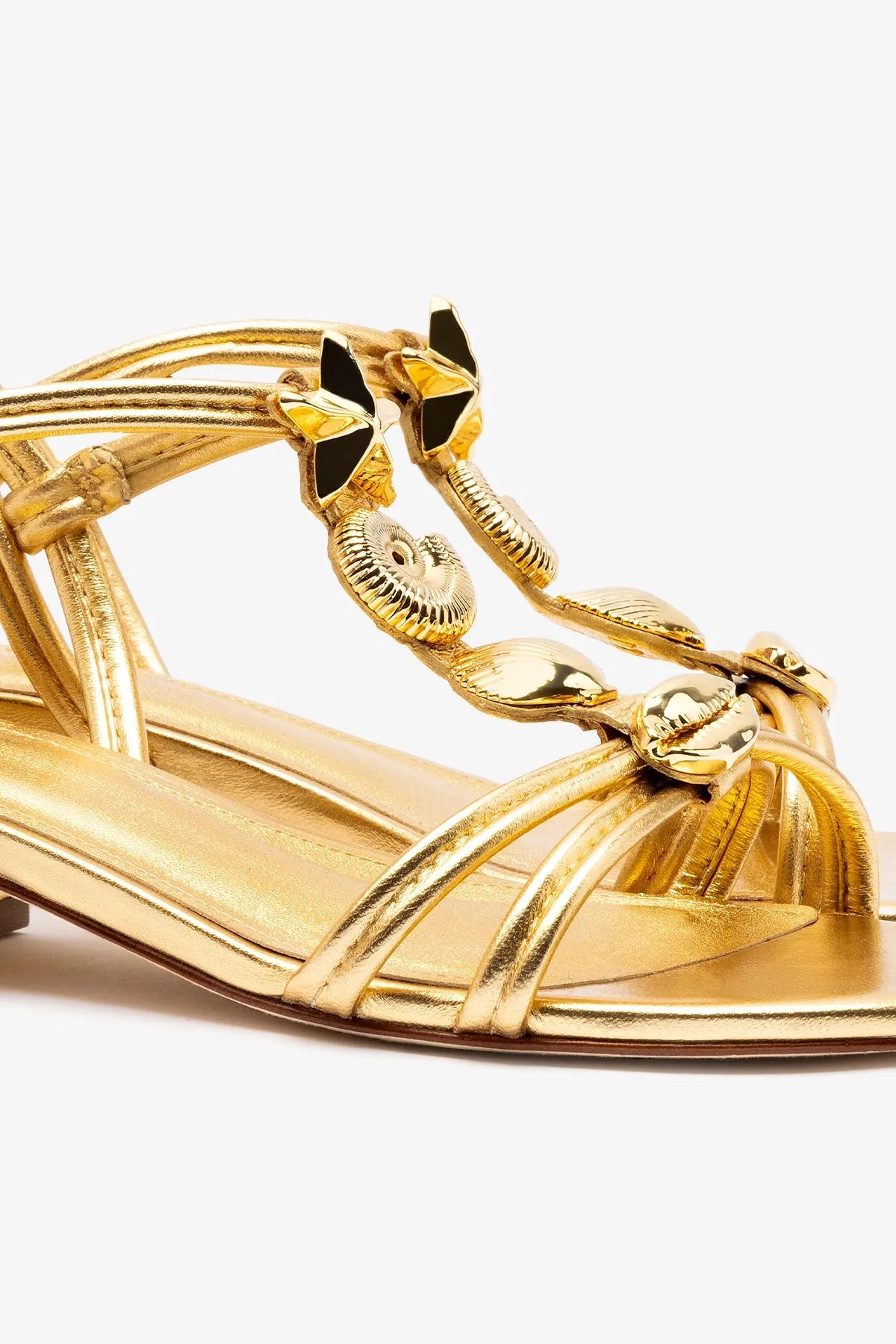 Shelly Flat Sandal In Gold Metallic Leather sold by Larroude product image thumbnail 4