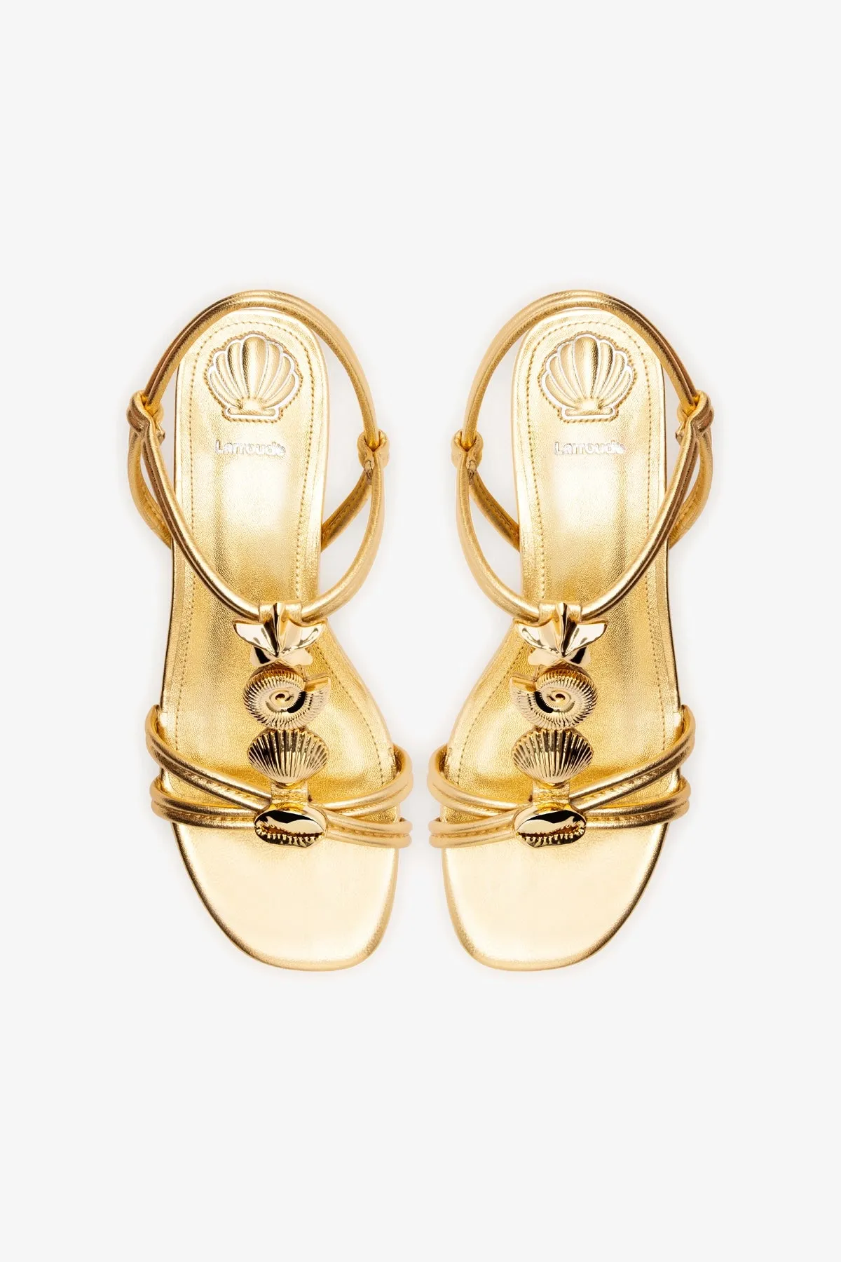 Shelly Flat Sandal In Gold Metallic Leather sold by Larroude product image thumbnail 3