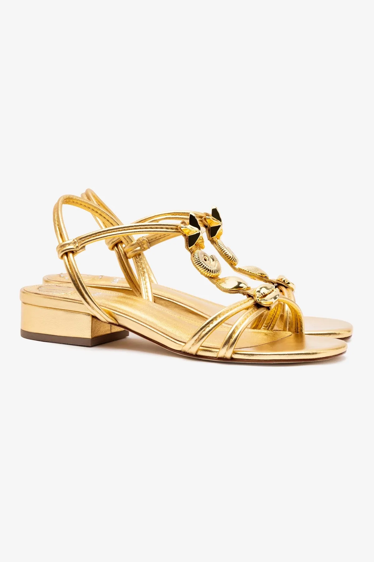 Shelly Flat Sandal In Gold Metallic Leather sold by Larroude product image thumbnail 2
