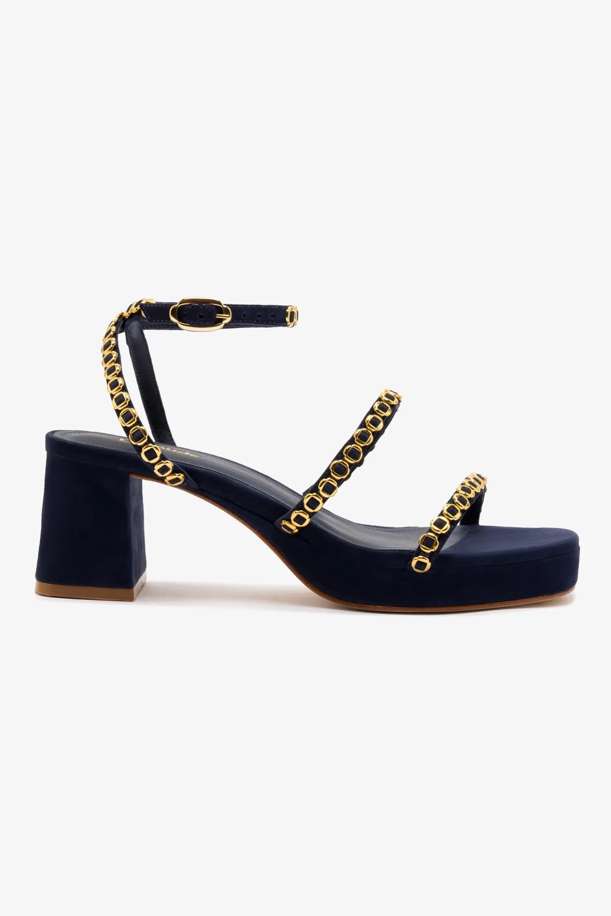 Gio Milanina Sandal In Navy Suede sold by Larroude