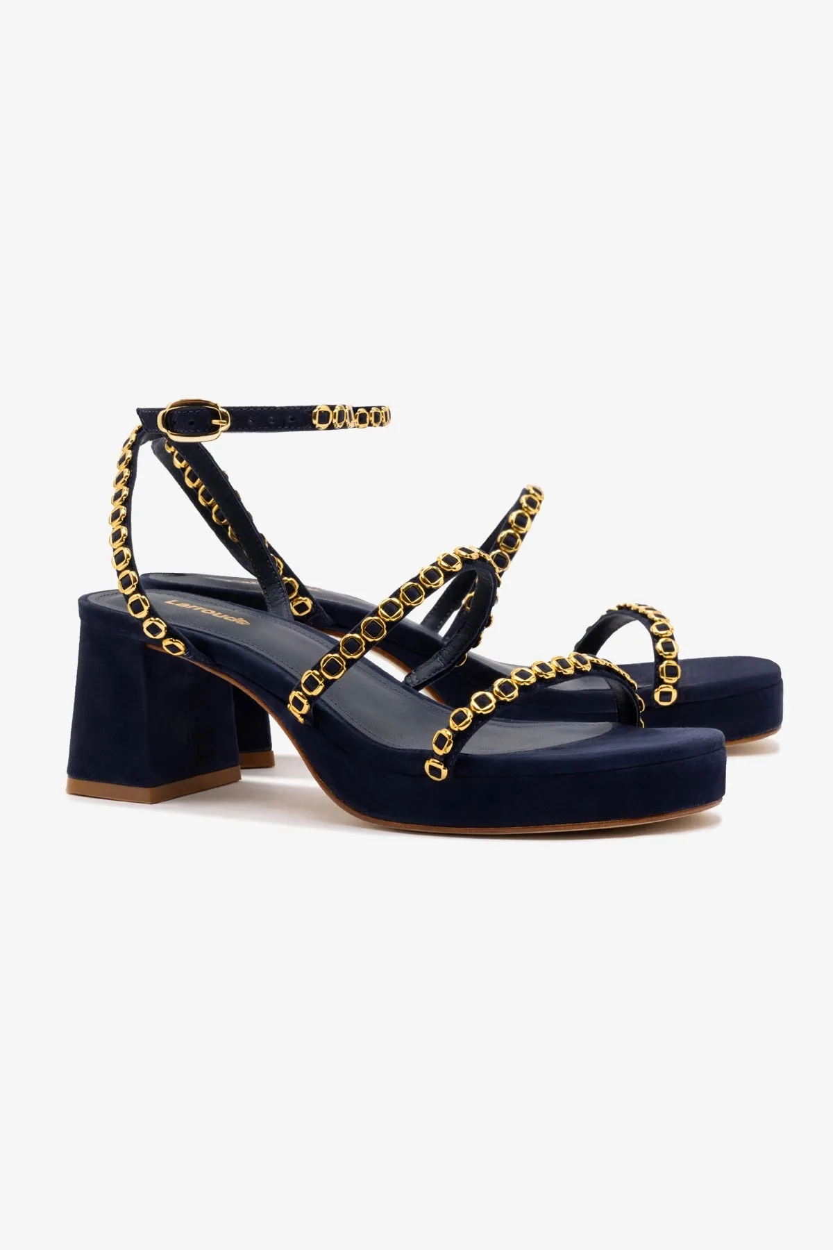 Gio Milanina Sandal In Navy Suede sold by Larroude product image thumbnail 2