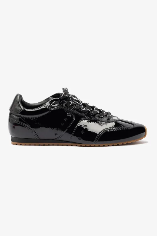 Stella Sneaker In Black Patent Leather sold by Larroude