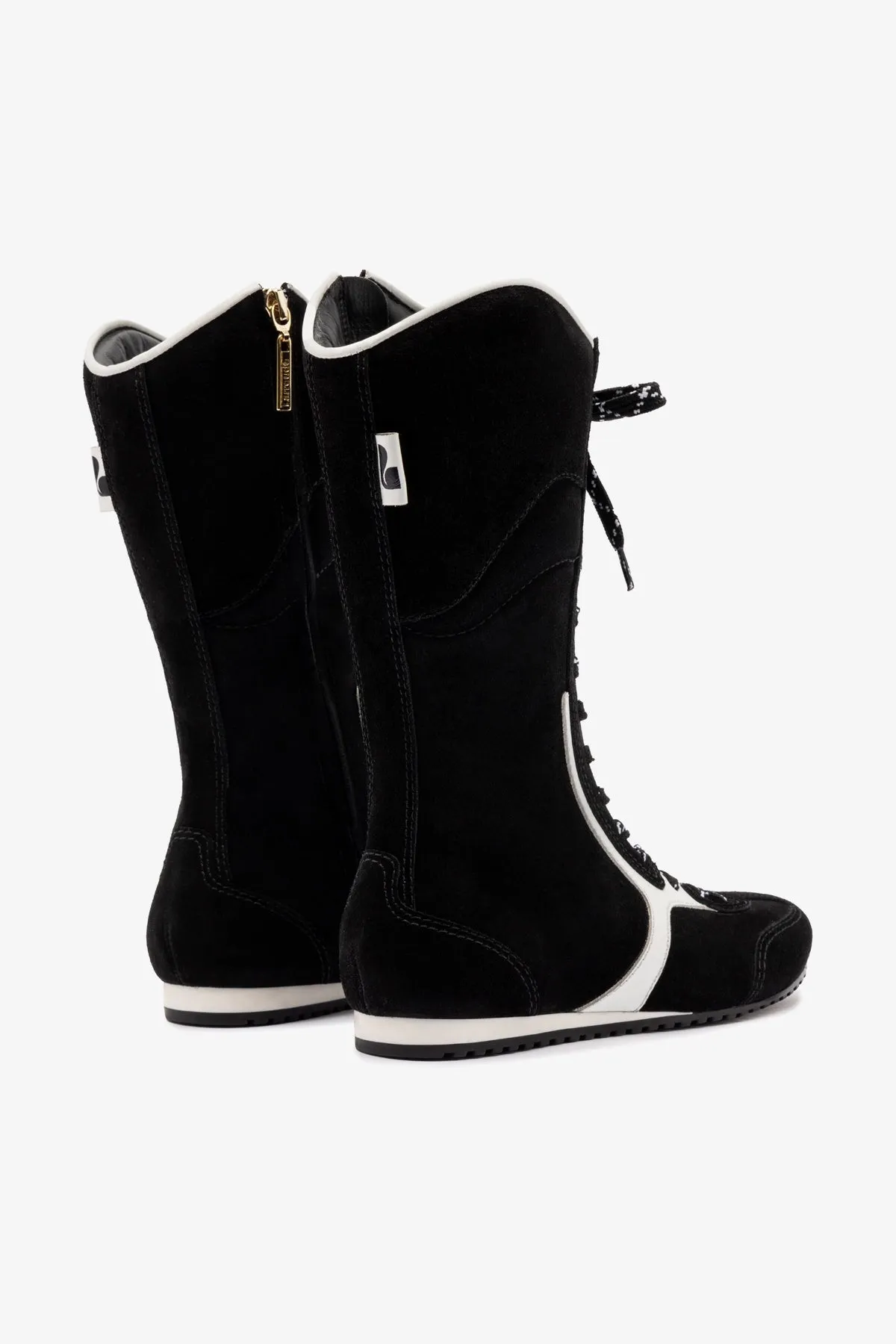 Larroudé x Jonathan Cohen Flat Lo Sneaker Boot In Black Suede and White Leather sold by Larroude product image thumbnail 3