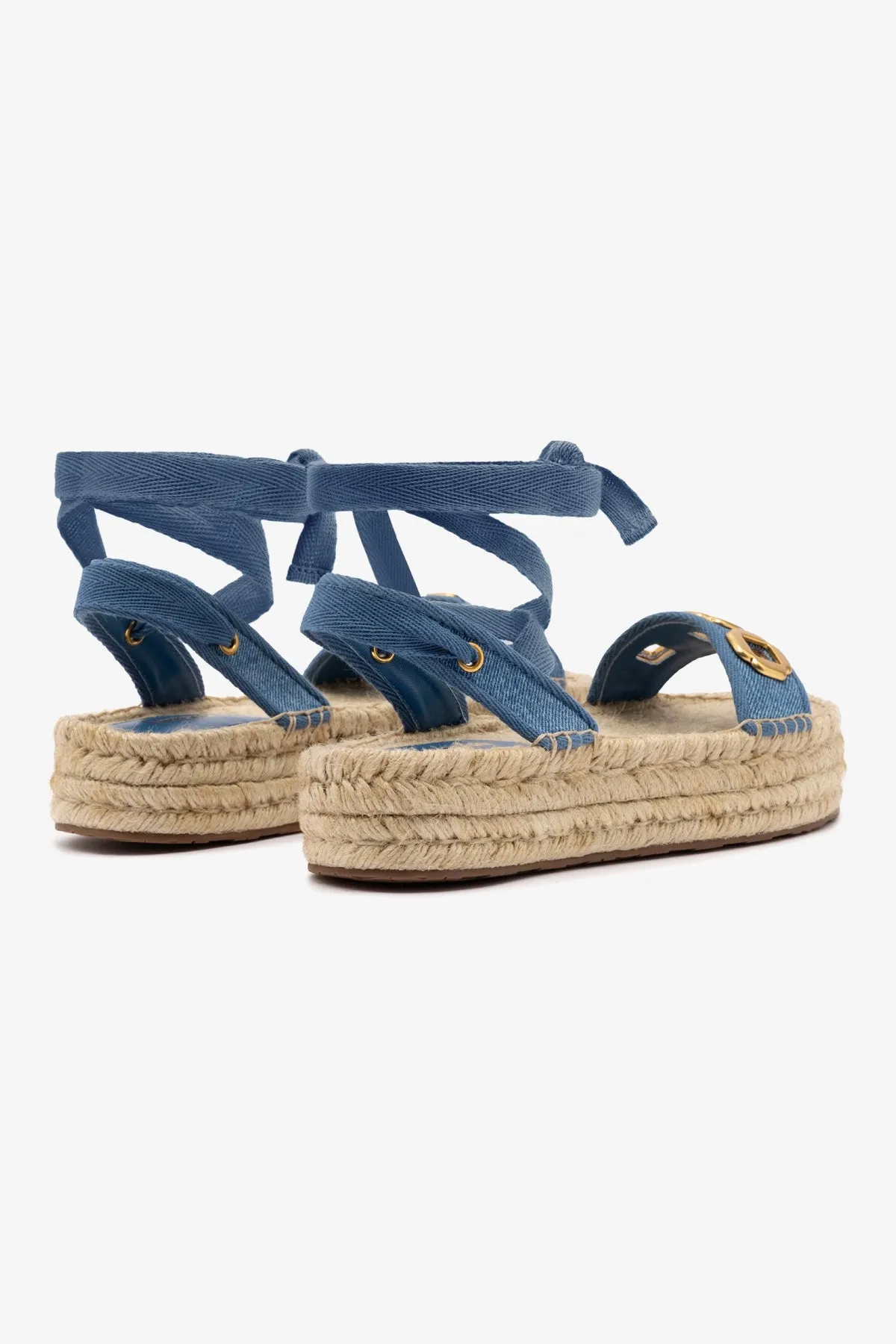 Milan Espadrille Flatform In Blue Stoned Denim sold by Larroude product image thumbnail 3