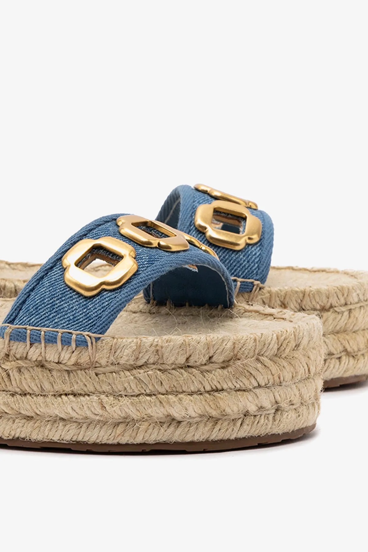Milan Espadrille Flatform In Blue Stoned Denim sold by Larroude product image thumbnail 4