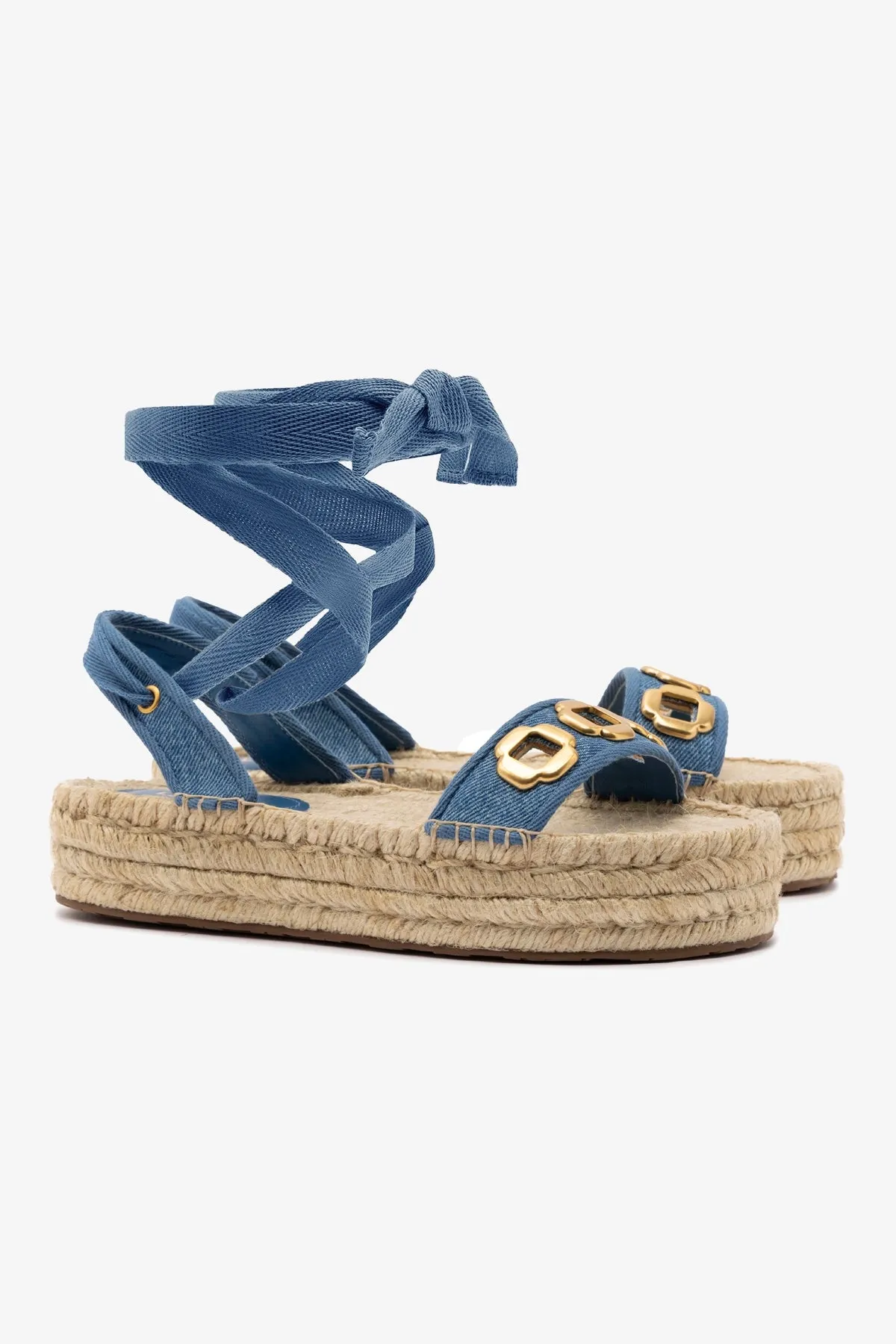 Milan Espadrille Flatform In Blue Stoned Denim sold by Larroude product image thumbnail 2