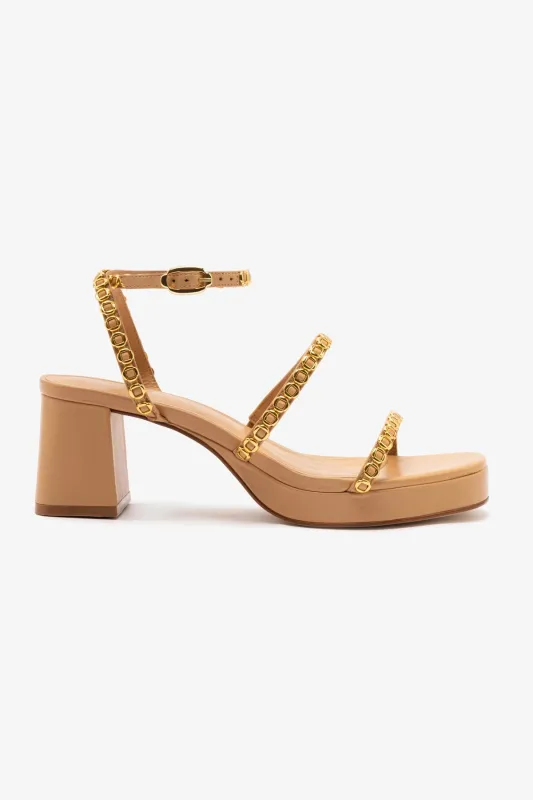 Gio Milanina Sandal In Tan Leather sold by Larroude