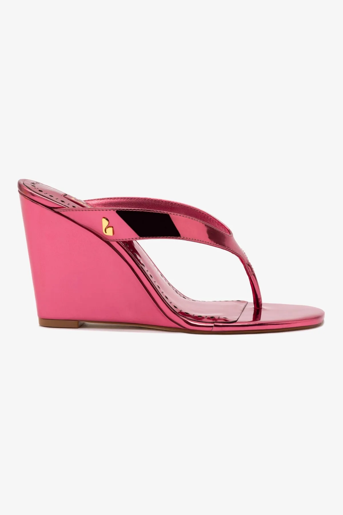 Gaia Wedge Sandal In French Rose Specchio sold by Larroude