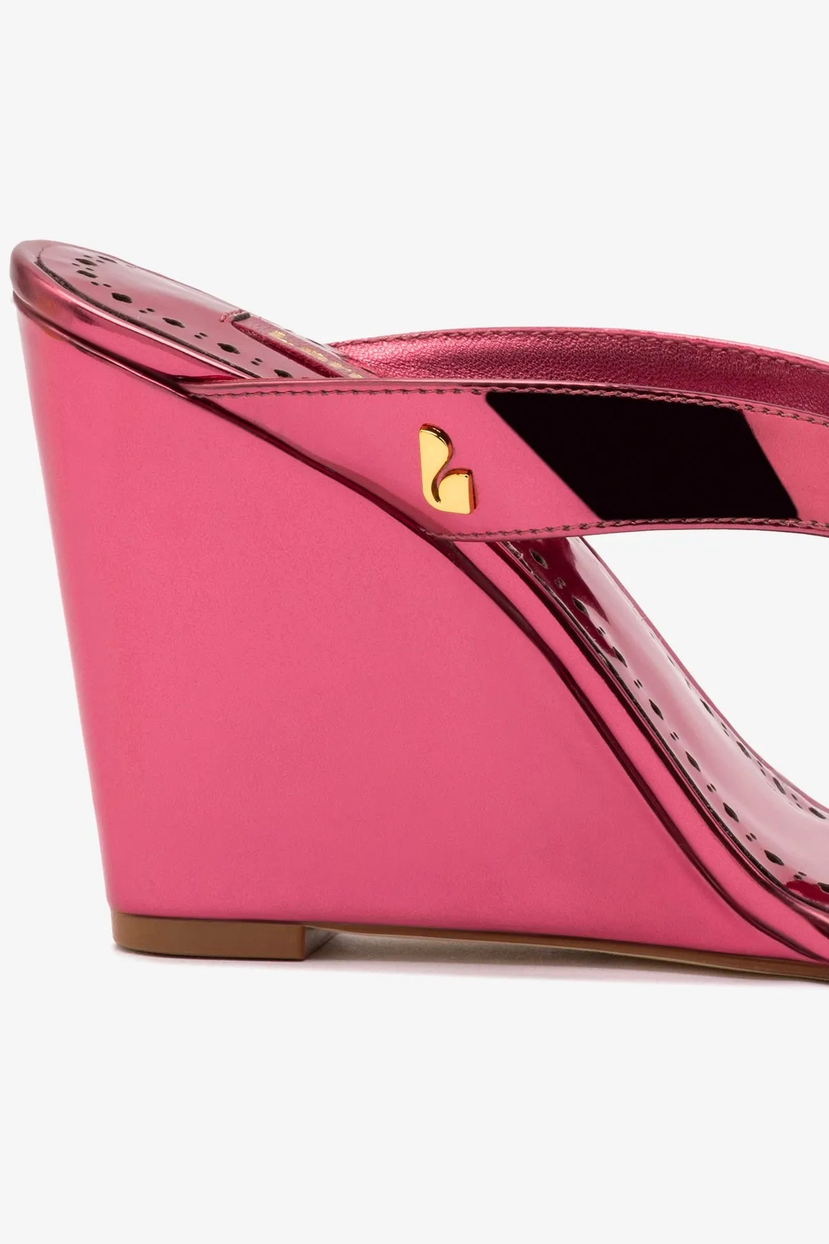 Gaia Wedge Sandal In French Rose Specchio sold by Larroude product image thumbnail 4