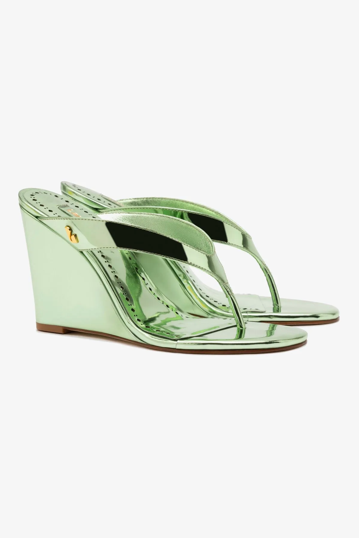 Gaia Wedge Sandal In Light Pear Specchio sold by Larroude product image thumbnail 2