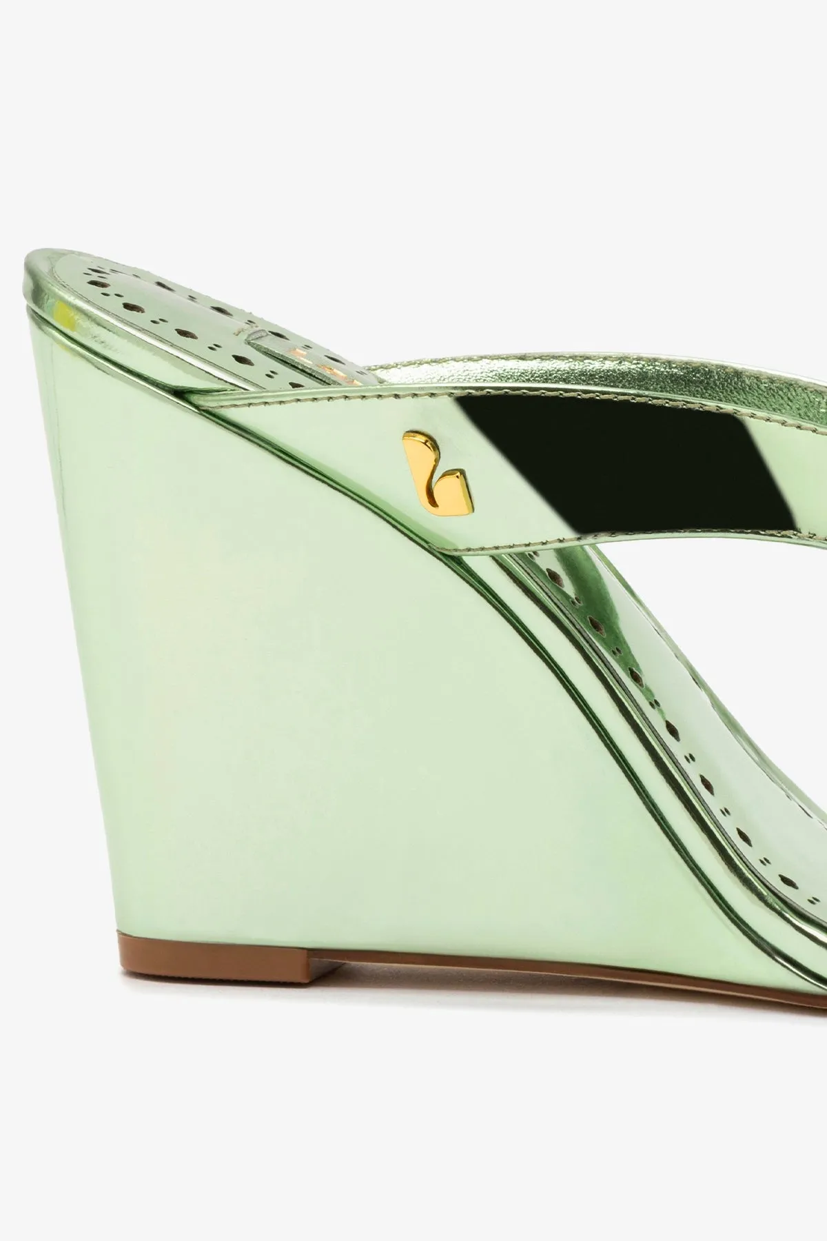 Gaia Wedge Sandal In Light Pear Specchio sold by Larroude product image thumbnail 4